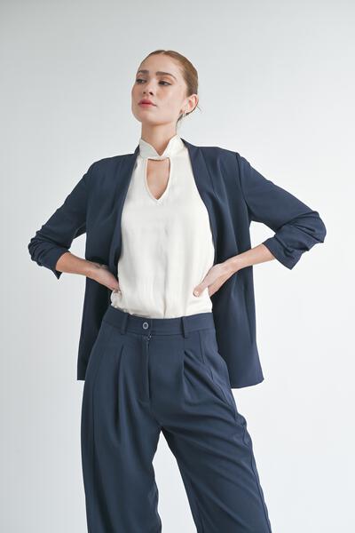Luxi Twist Mock Neck Blouse