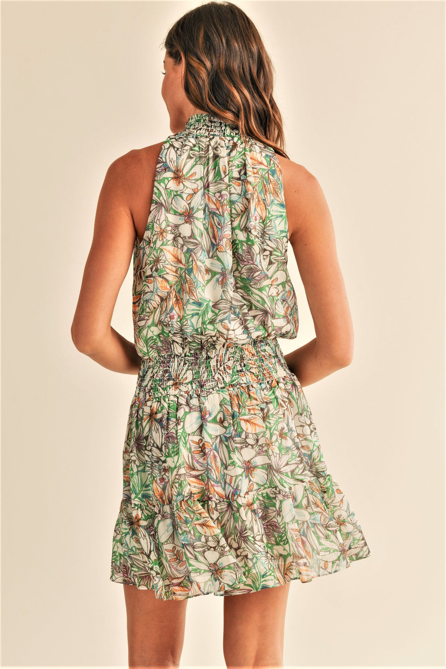 Whitney High Neck Floral Mini Dress