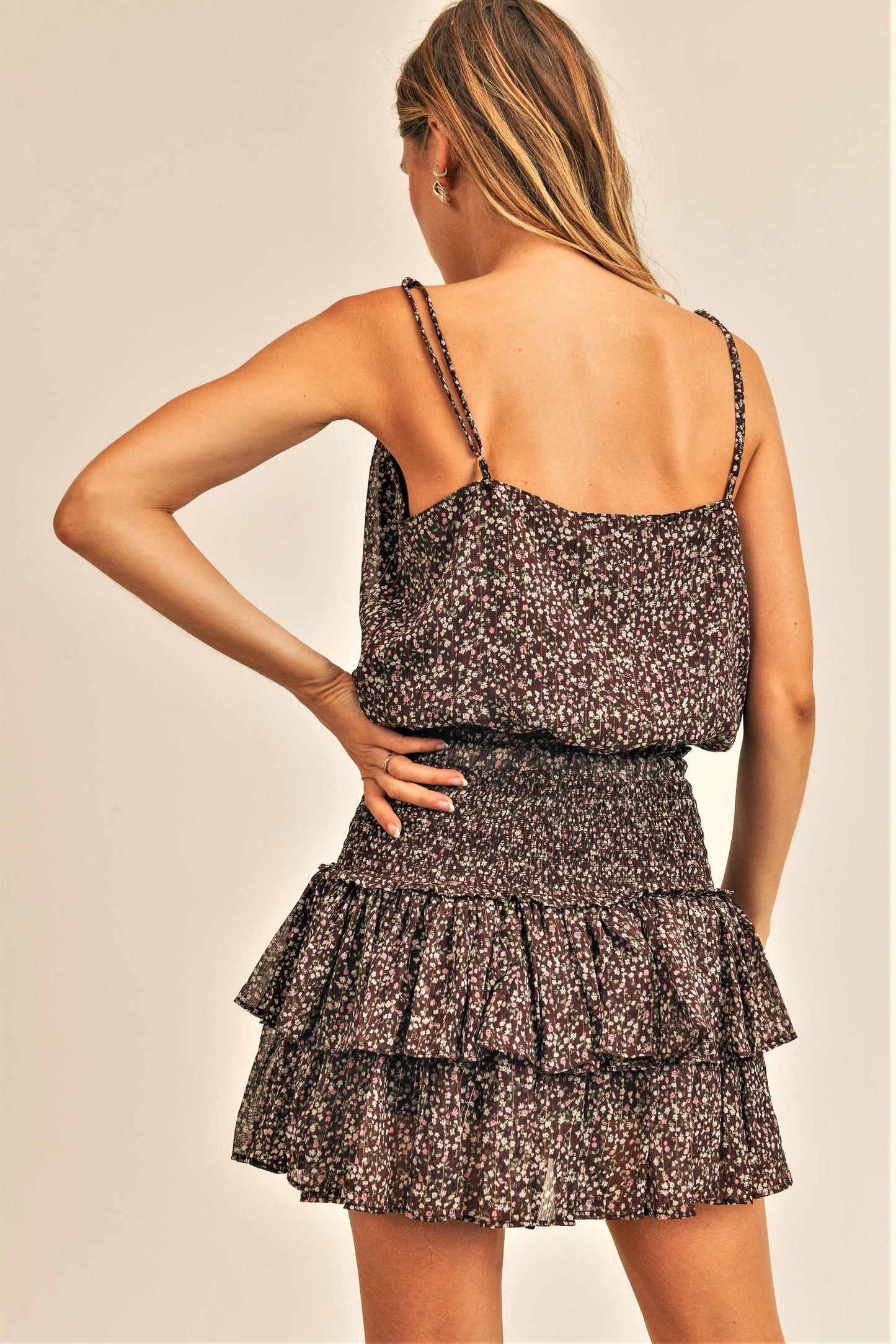 Cece Brown Floral Top