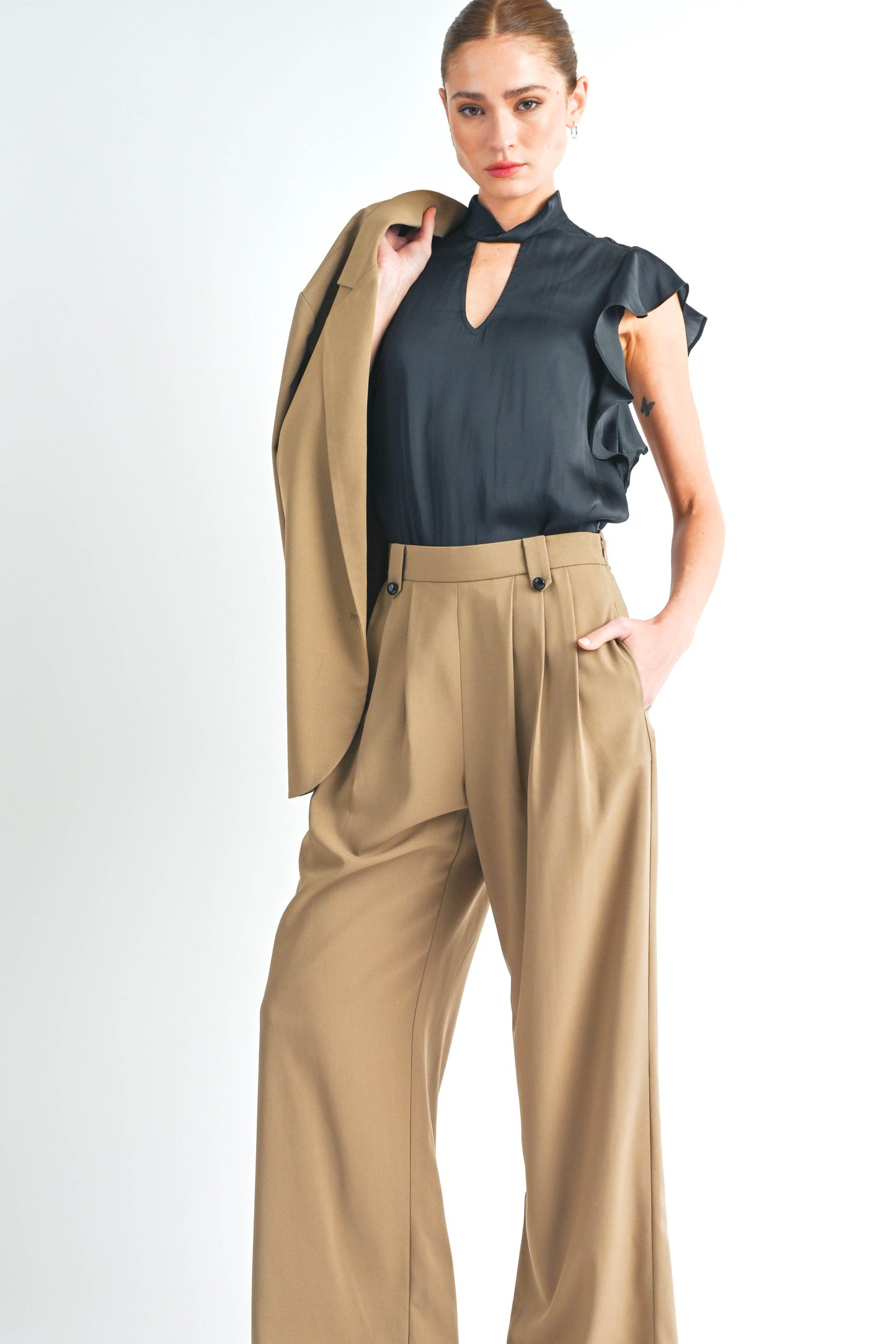 Luxi Twist Mock Neck Blouse