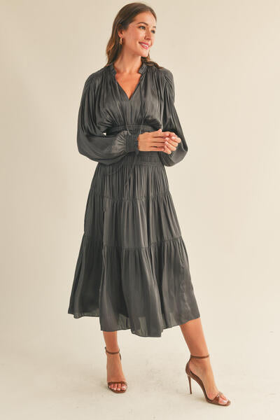 reset silk dress Reset By Jane Silky Ruched Dress Black Size Small