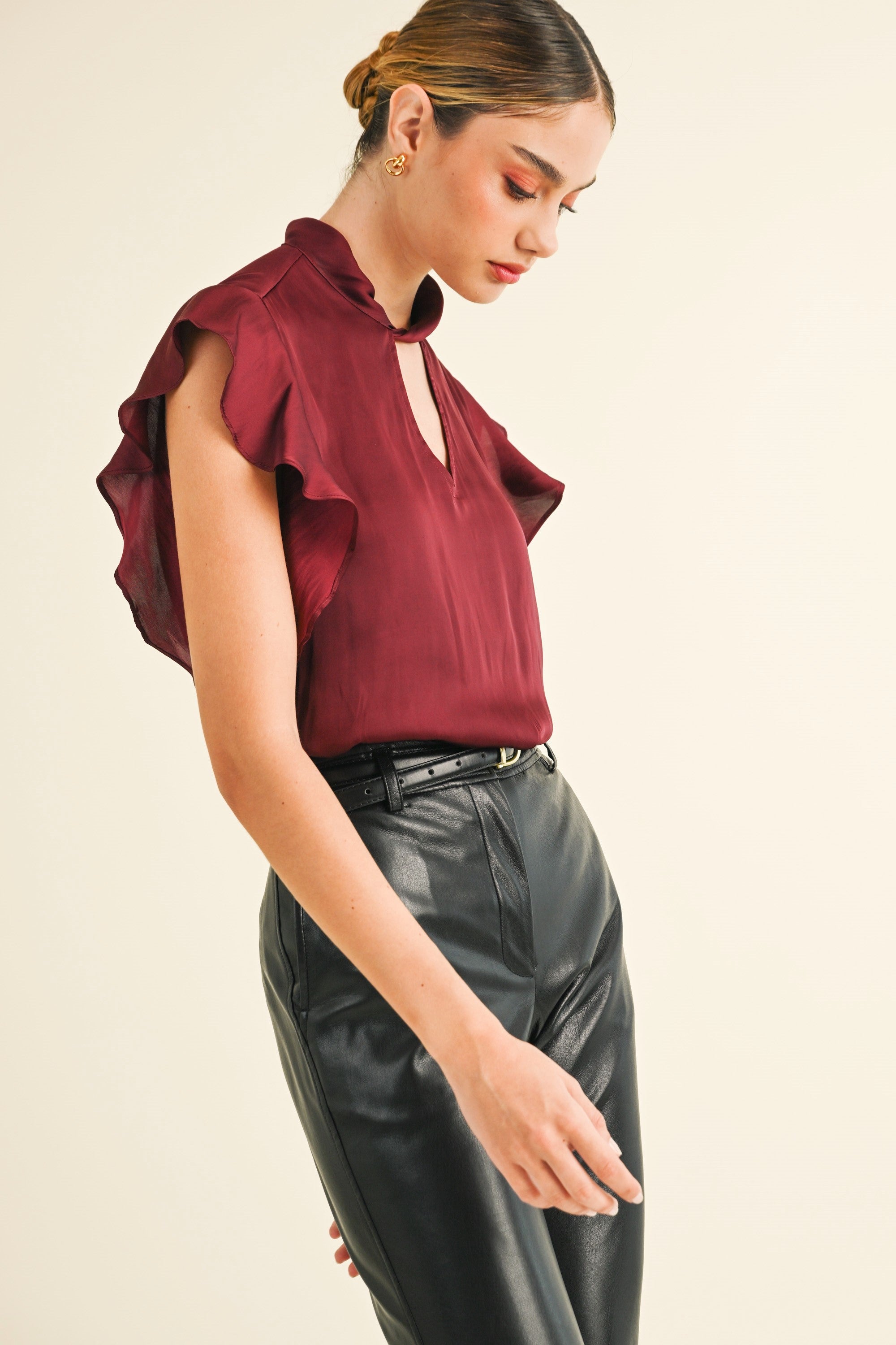 Luxi Twist Mock Neck Blouse