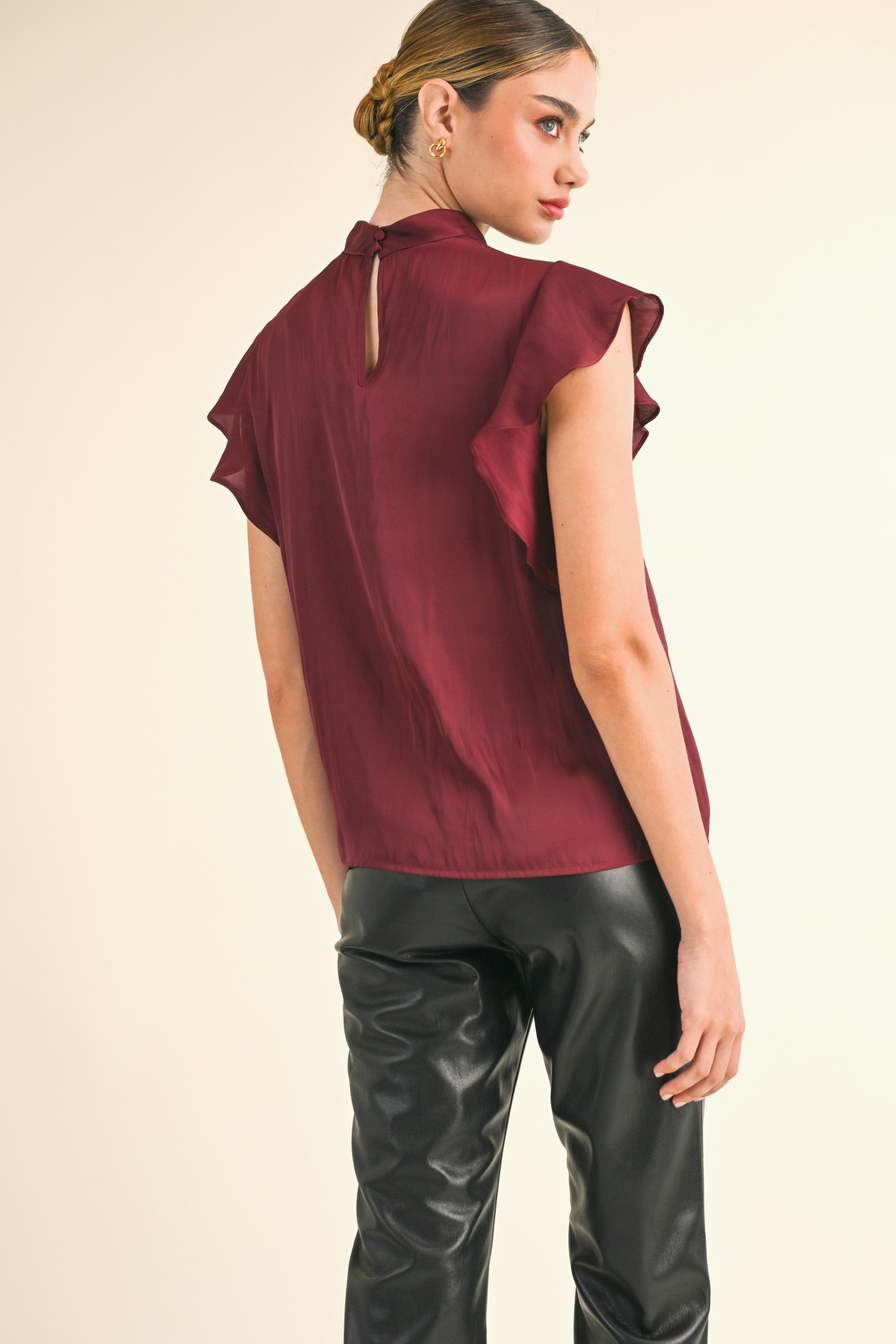 Luxi Twist Mock Neck Blouse