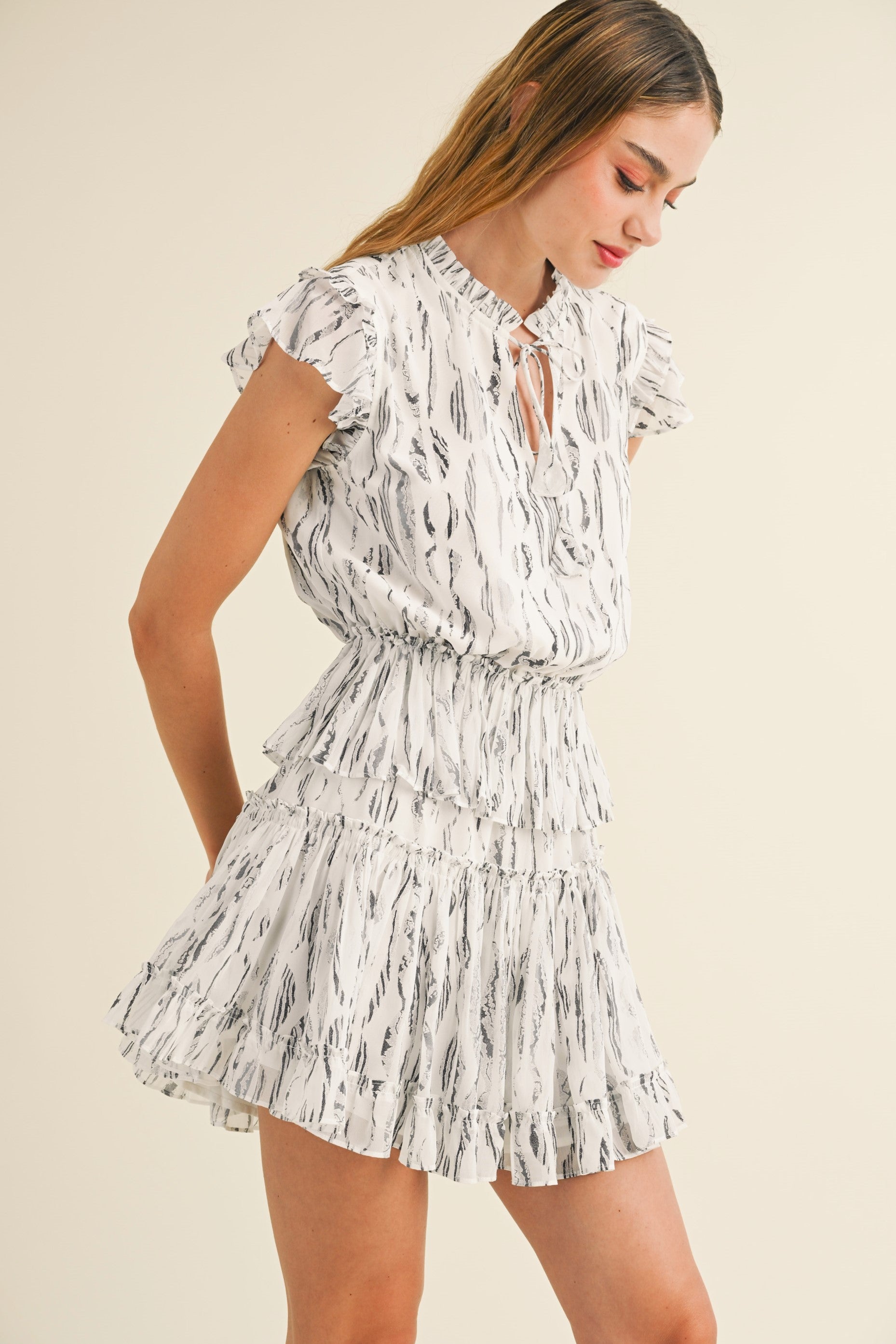 Lulu Black and White Print Dress