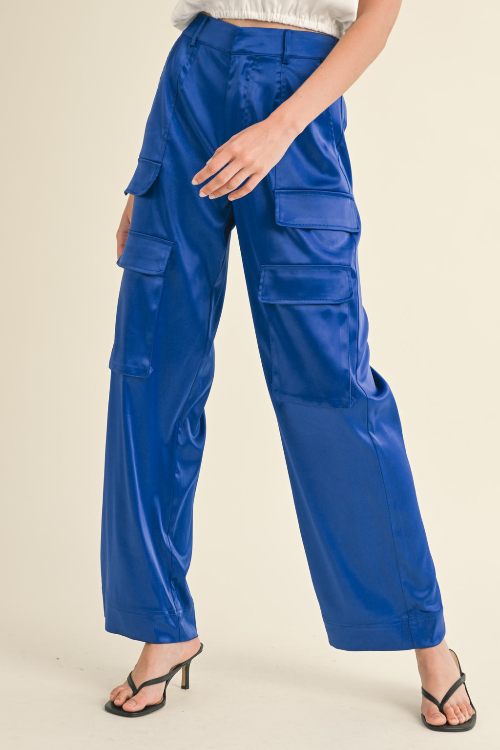 Cassie Satin Cargo Pants