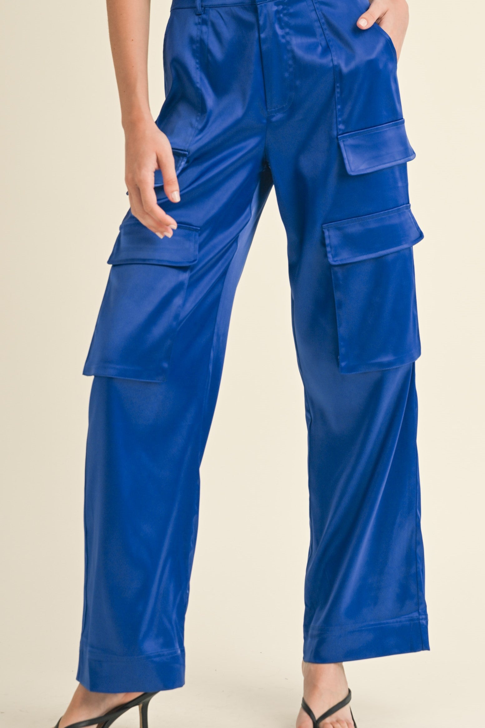 Cassie Satin Cargo Pants
