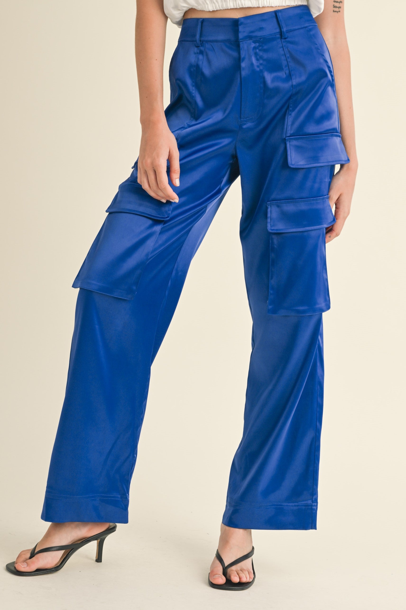 Cassie Satin Cargo Pants