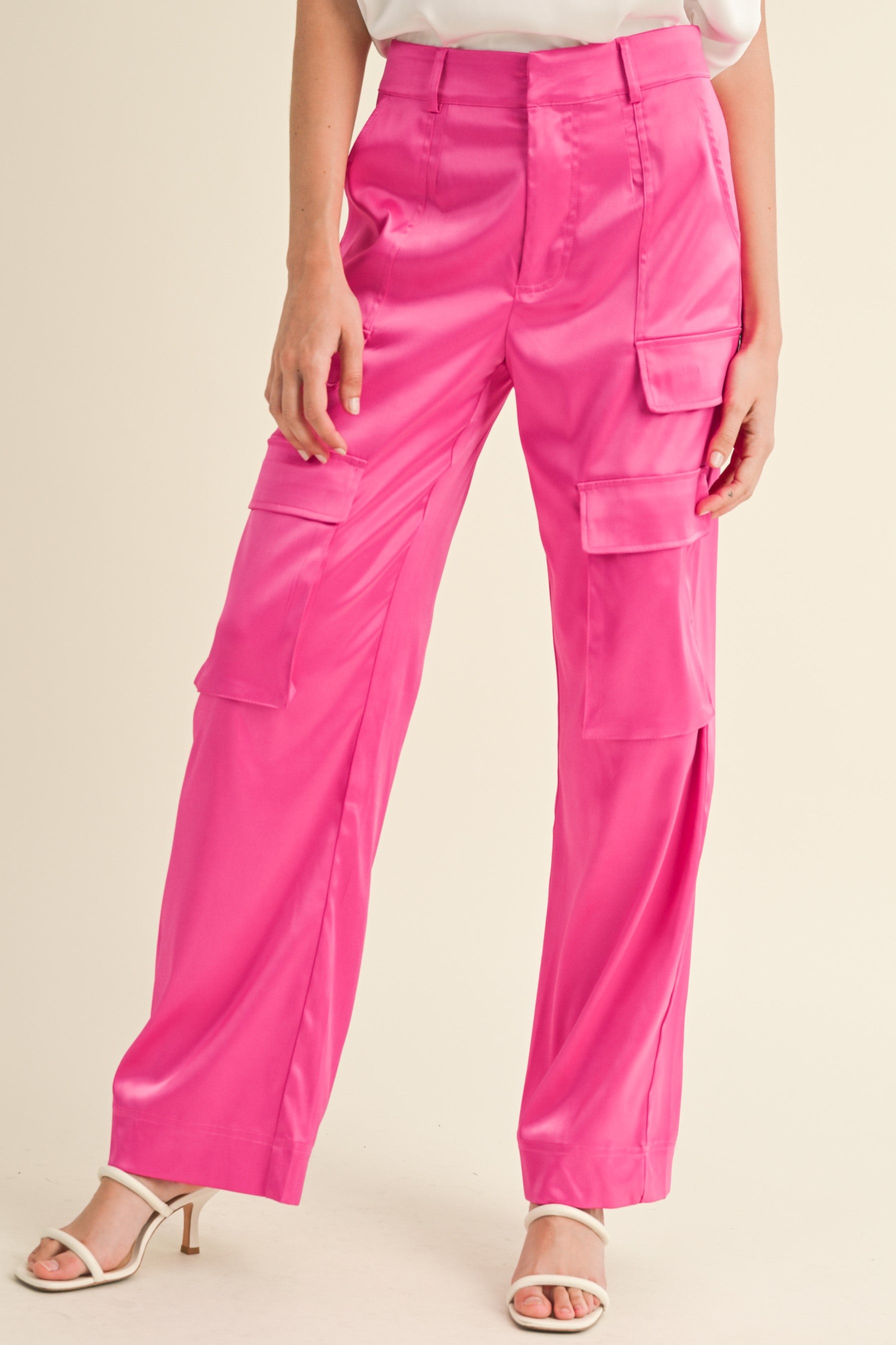 Cassie Satin Cargo Pants
