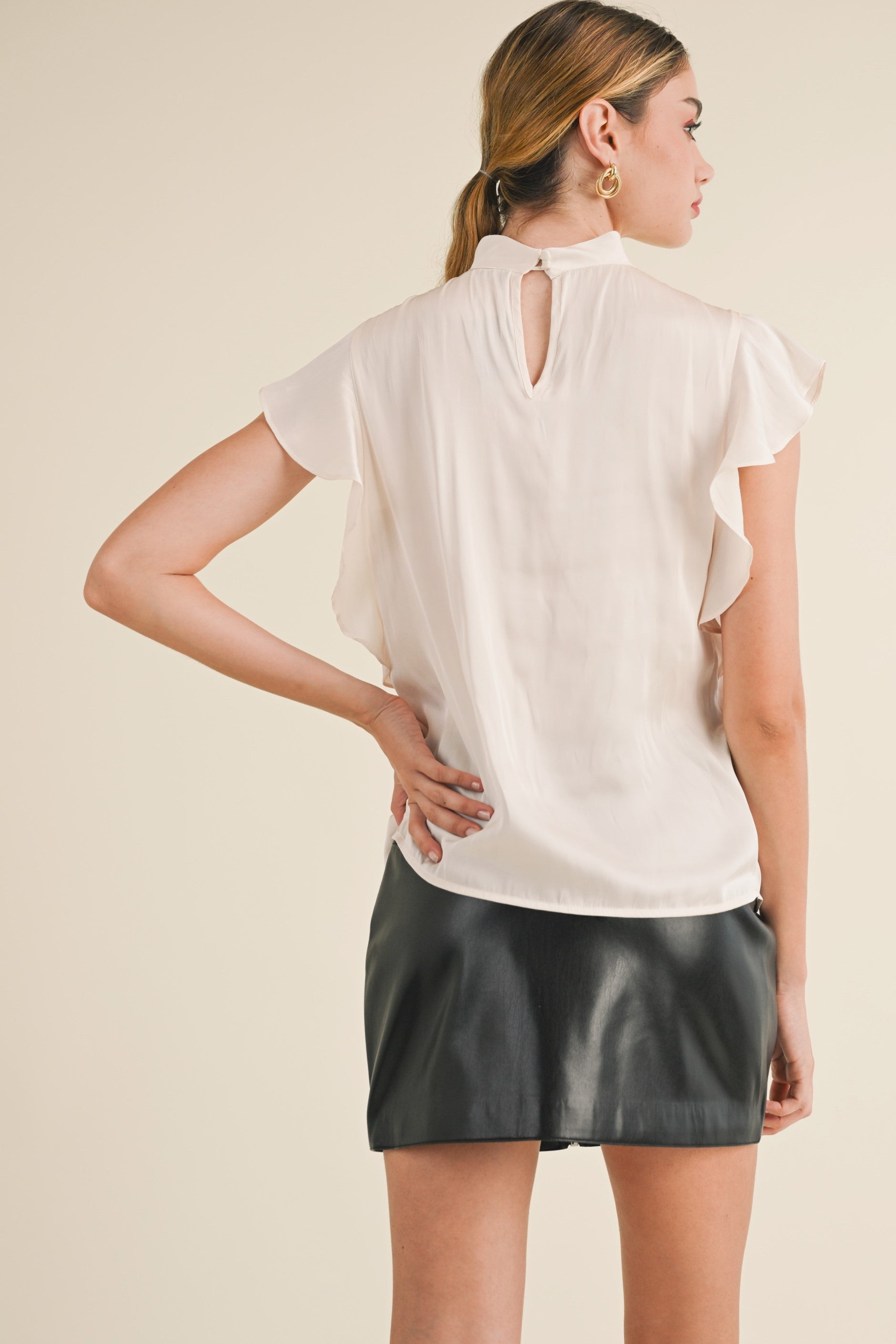 Luxi Twist Mock Neck Blouse