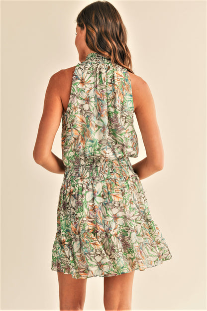 Whitney High Neck Floral Mini Dress