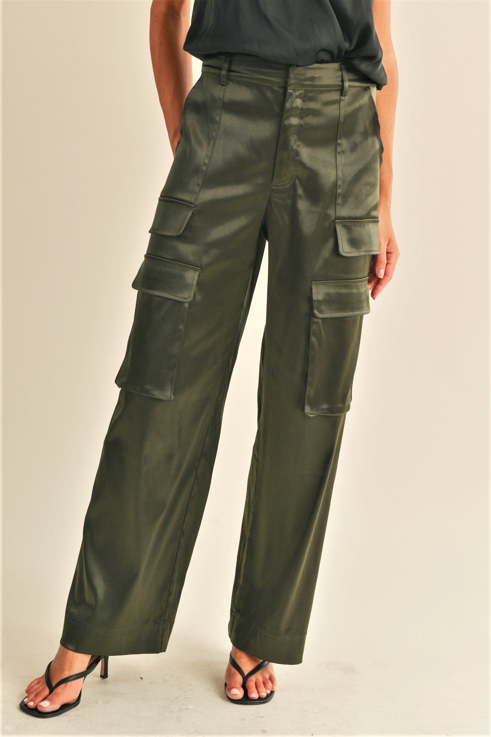 Cassie Satin Cargo Pants
