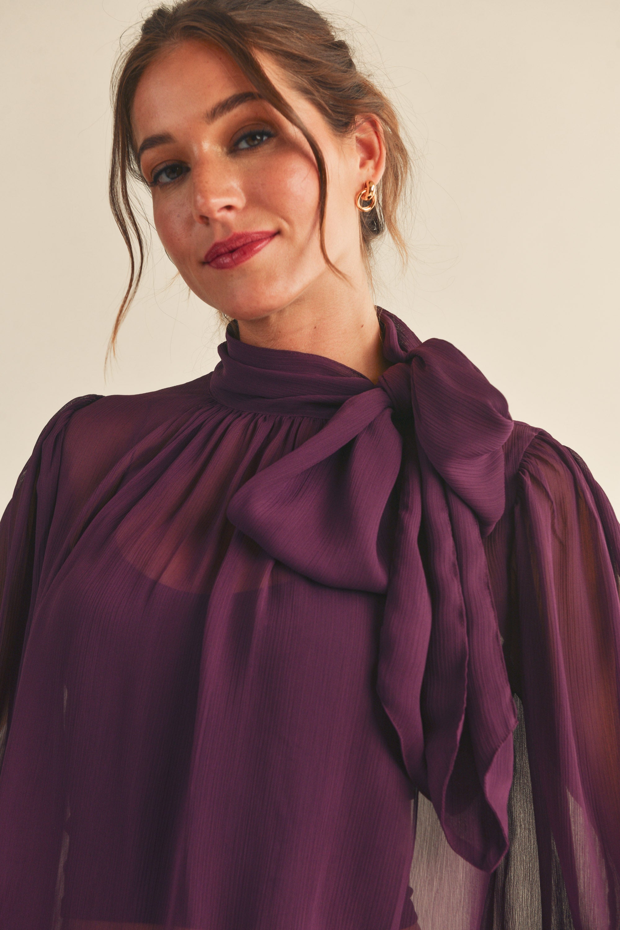 Sophia Tie Neck Long Sleeve Blouse