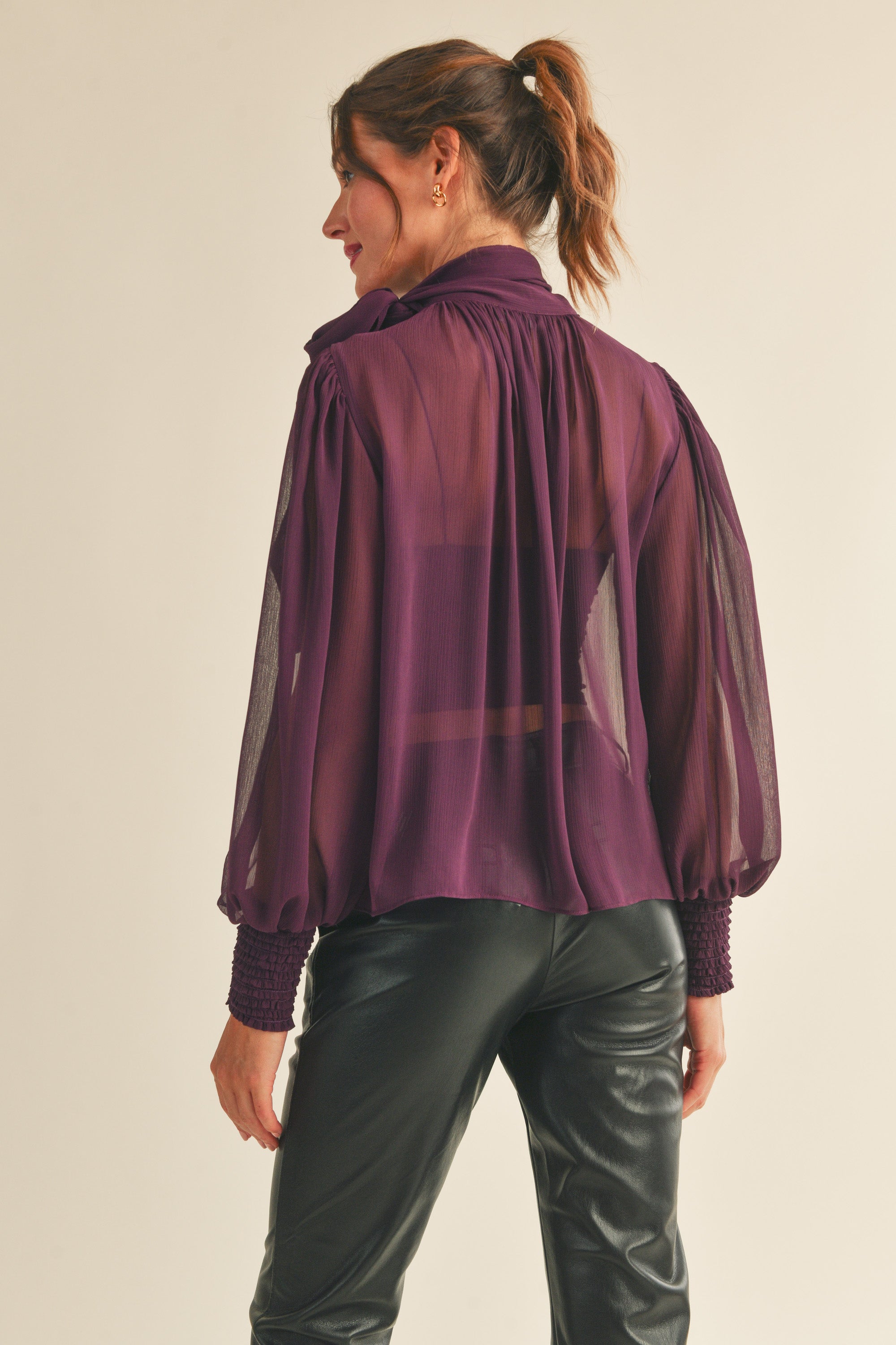 Sophia Tie Neck Long Sleeve Blouse