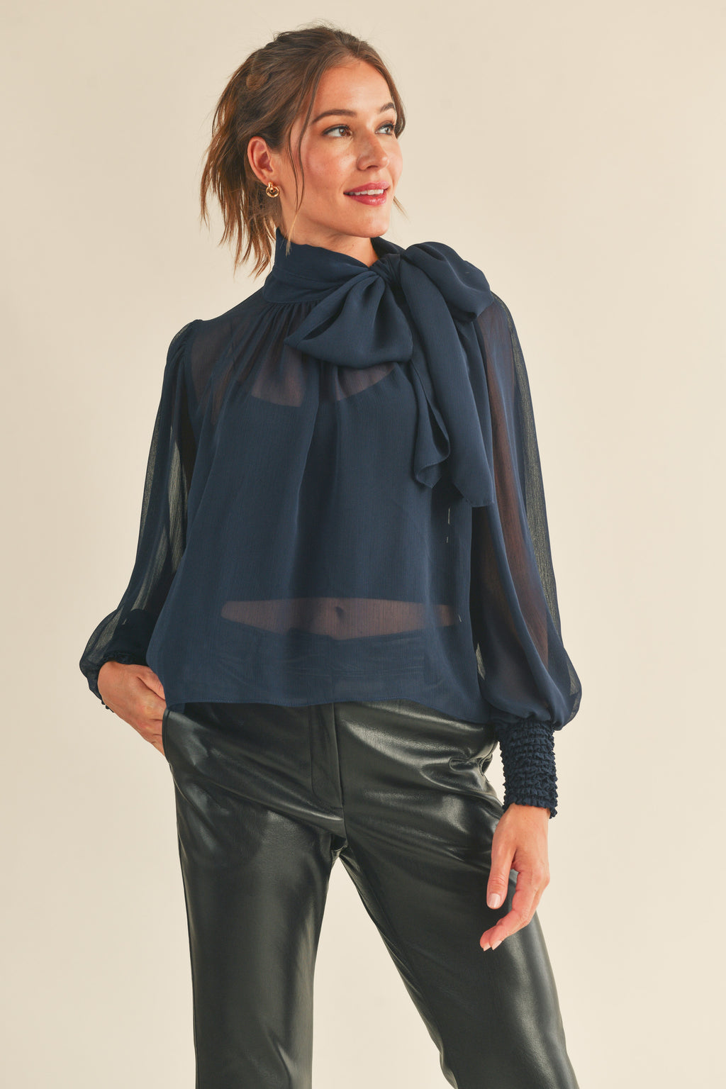 Sophia Tie Neck Long Sleeve Blouse