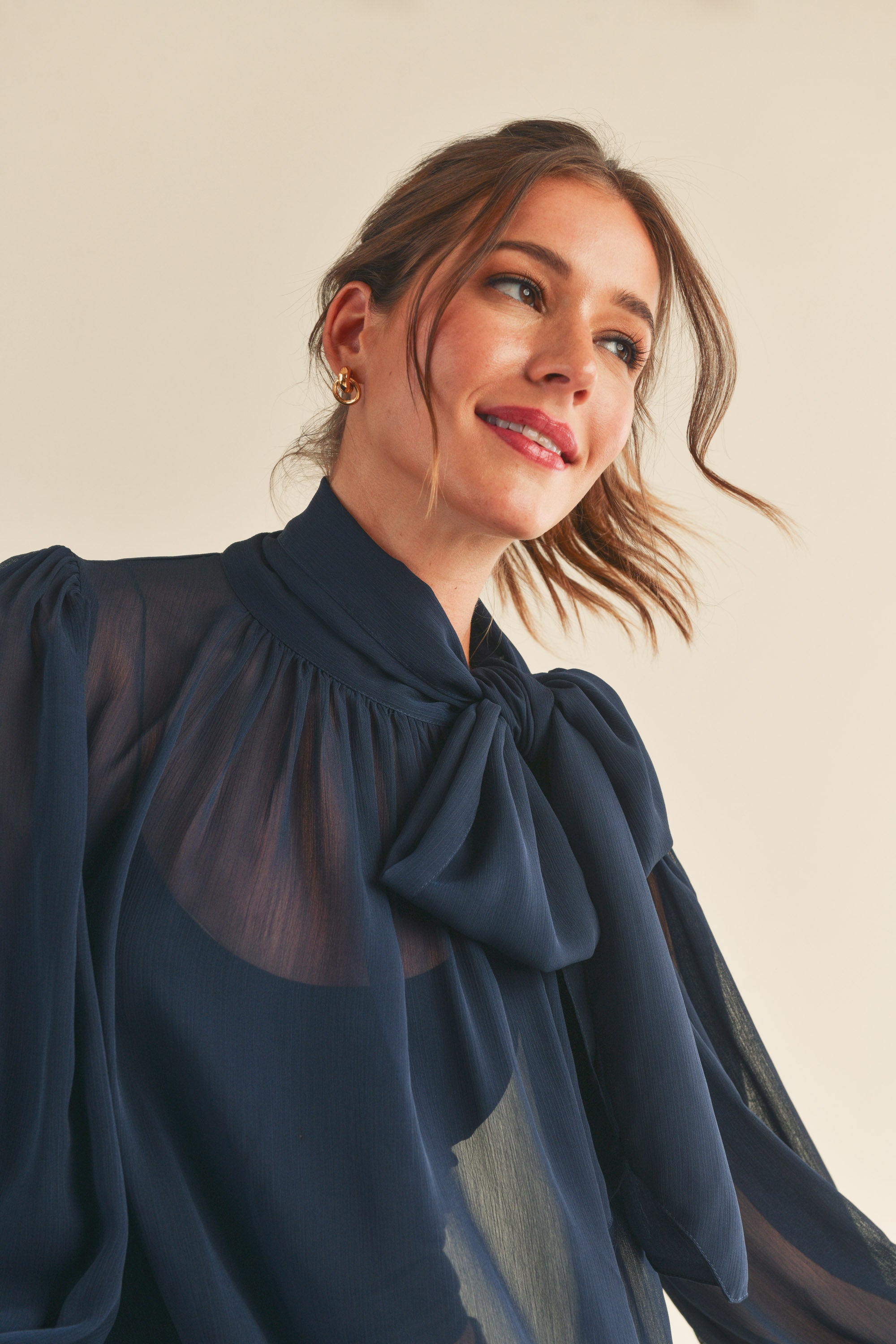 Sophia Tie Neck Long Sleeve Blouse