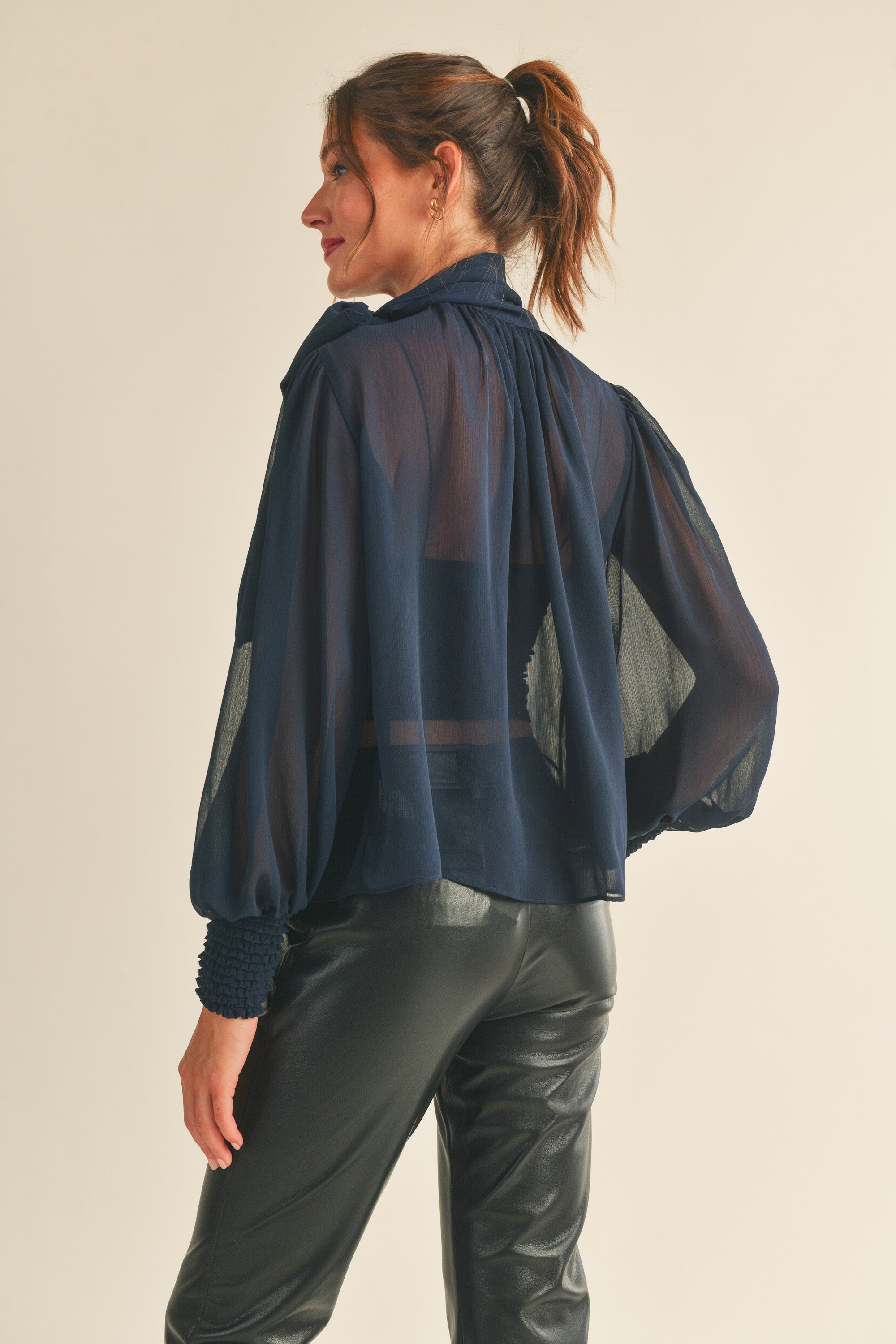Sophia Tie Neck Long Sleeve Blouse