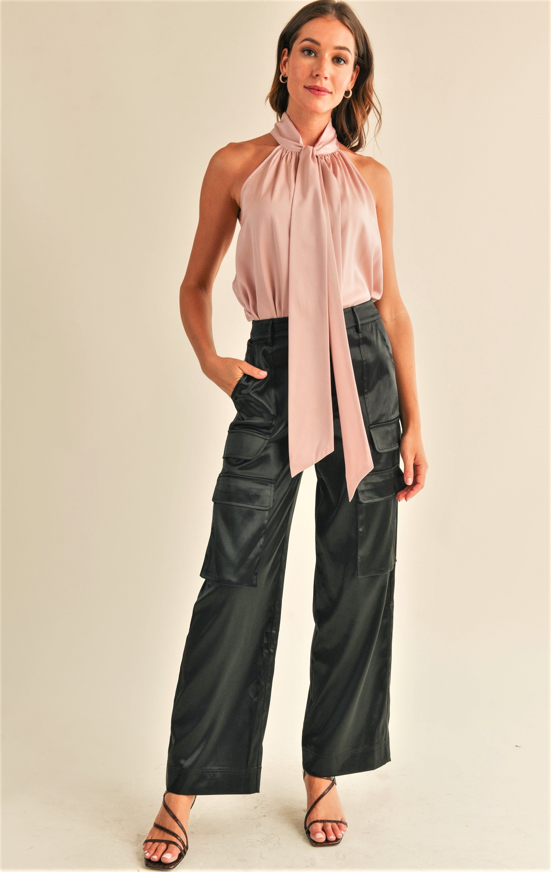 Cassie Satin Cargo Pants