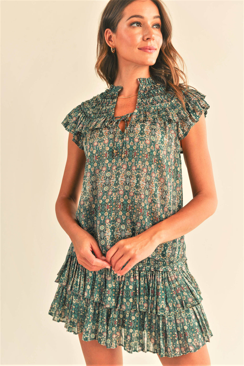 Clara Printed Ruffle Sleeve Top