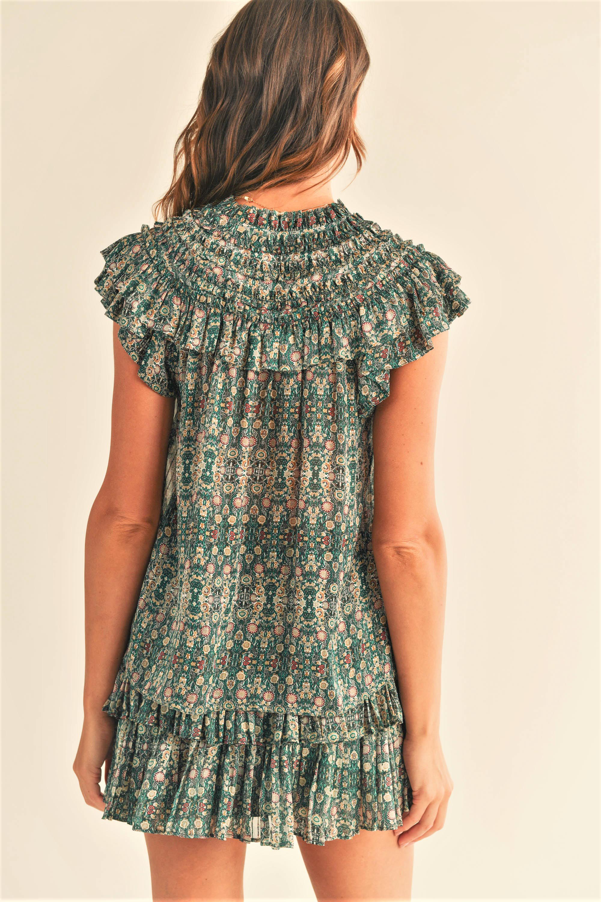 Clara Printed Ruffle Sleeve Top