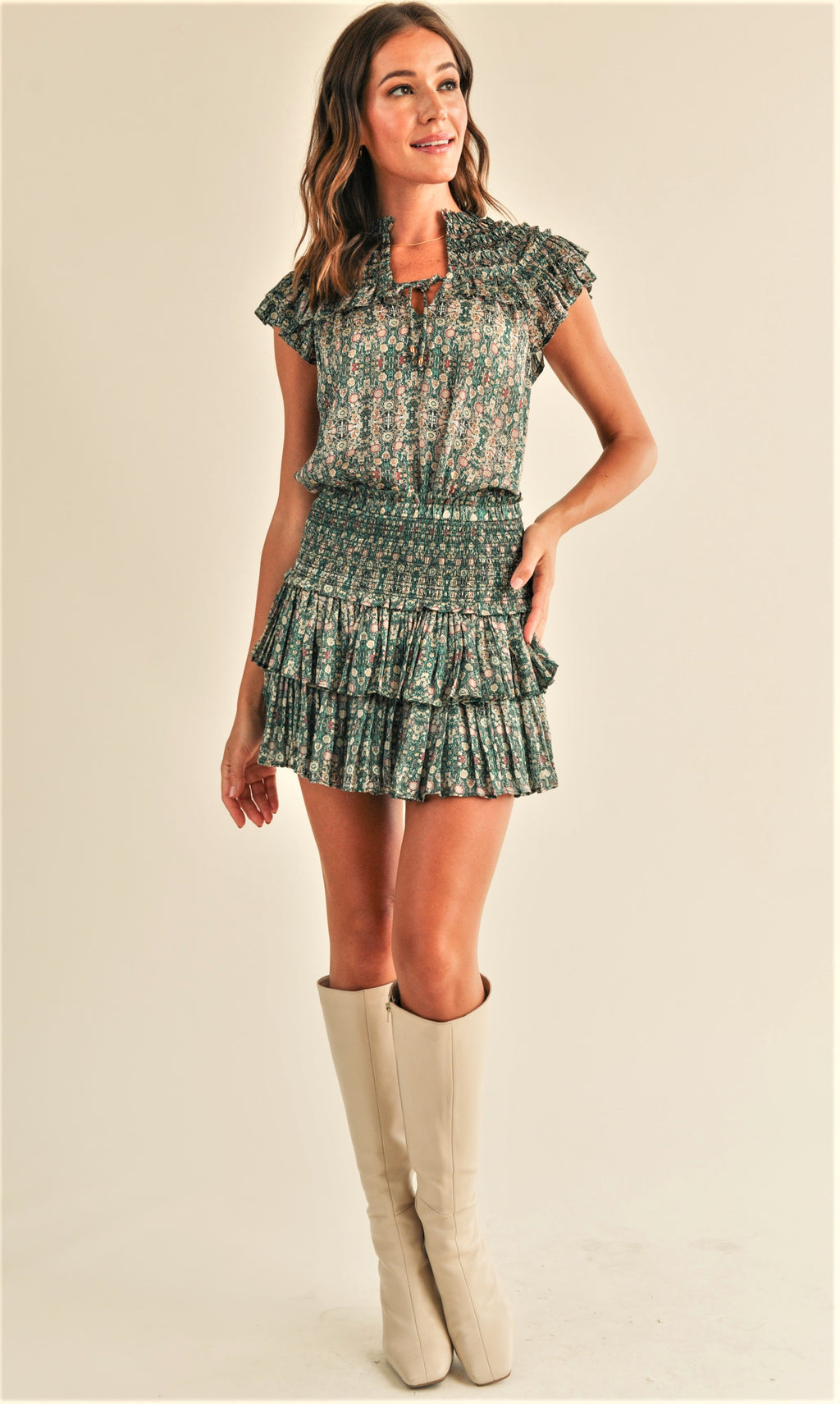 Clara Printed Ruffle Sleeve Top