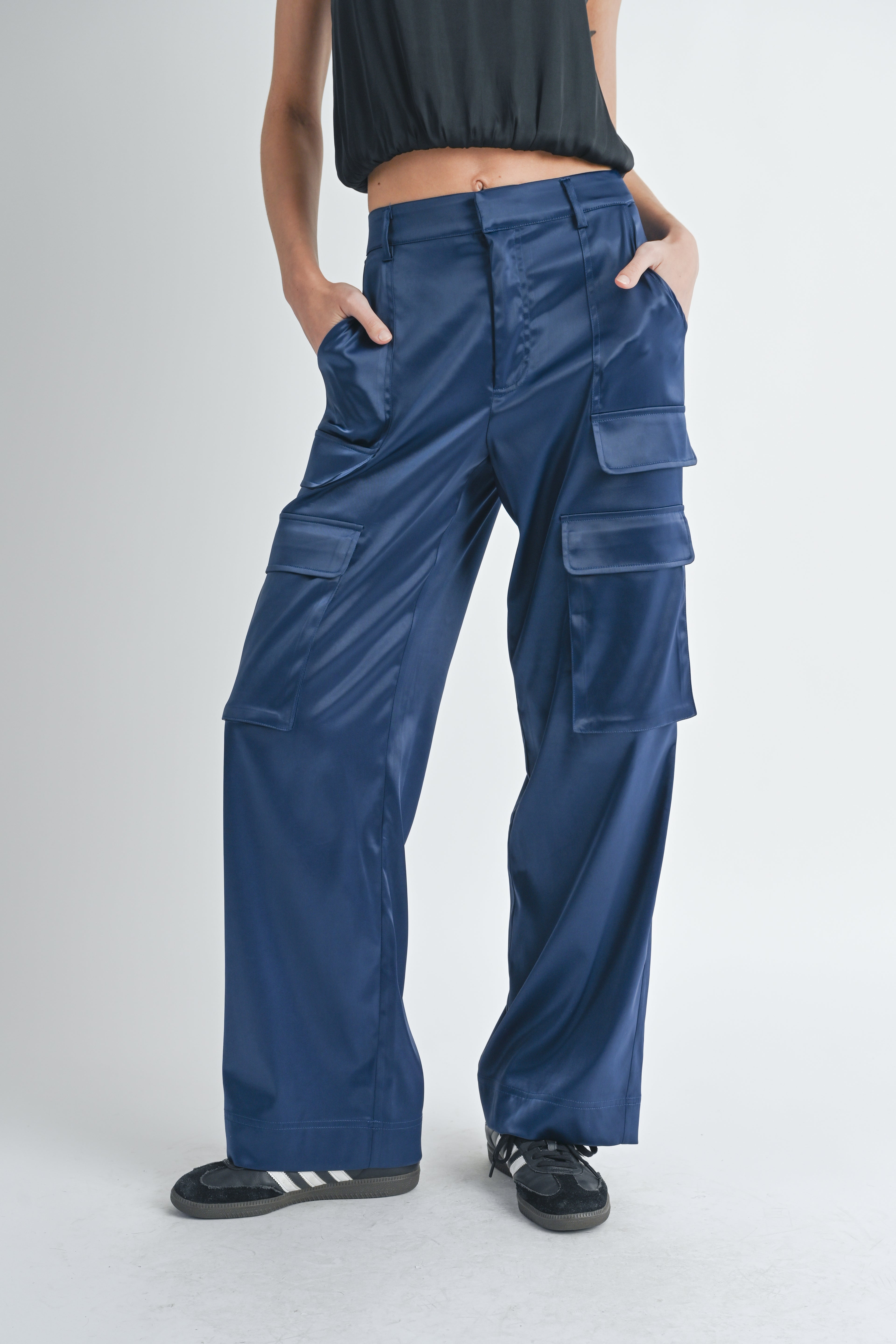 Cassie Satin Cargo Pants