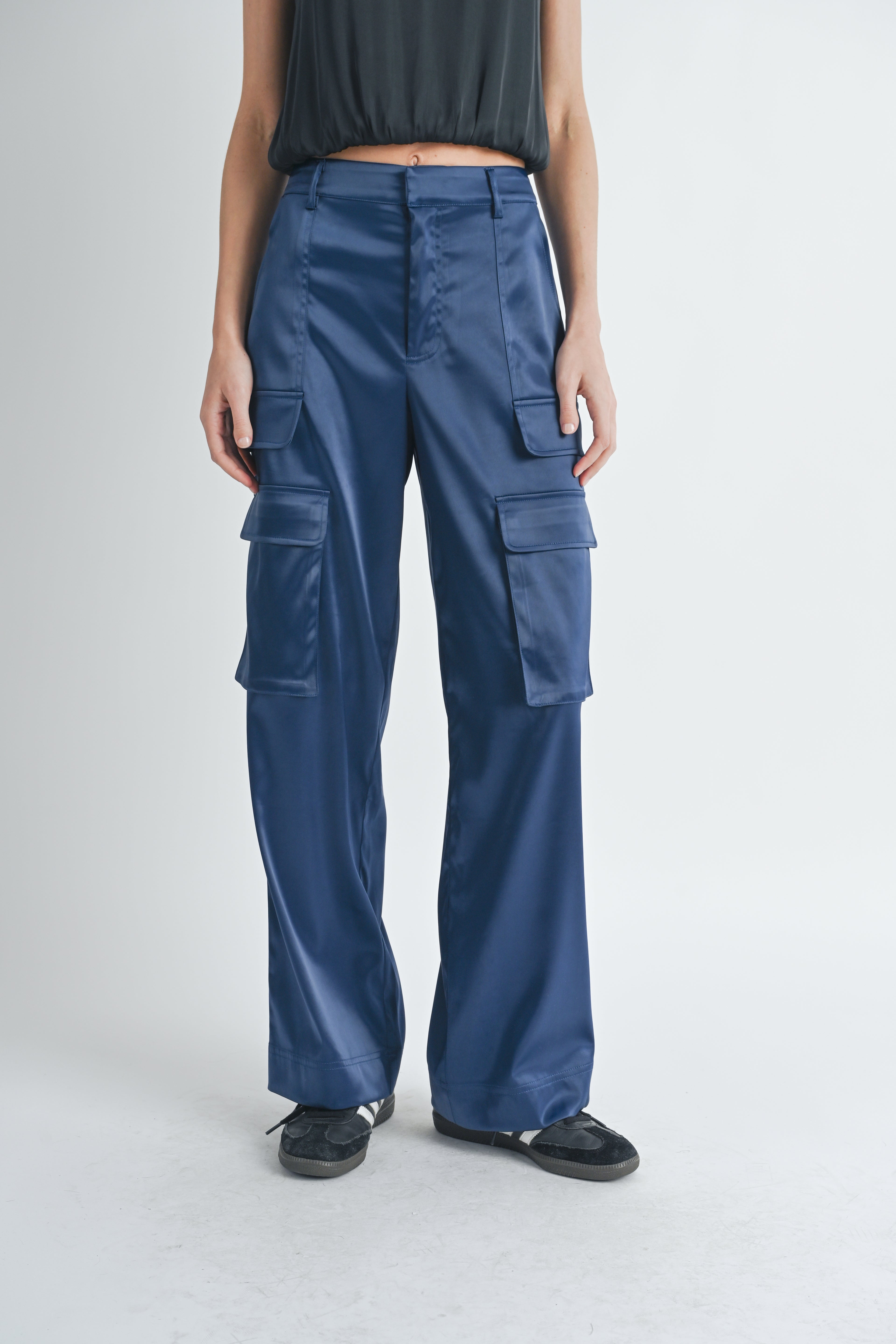 Cassie Satin Cargo Pants