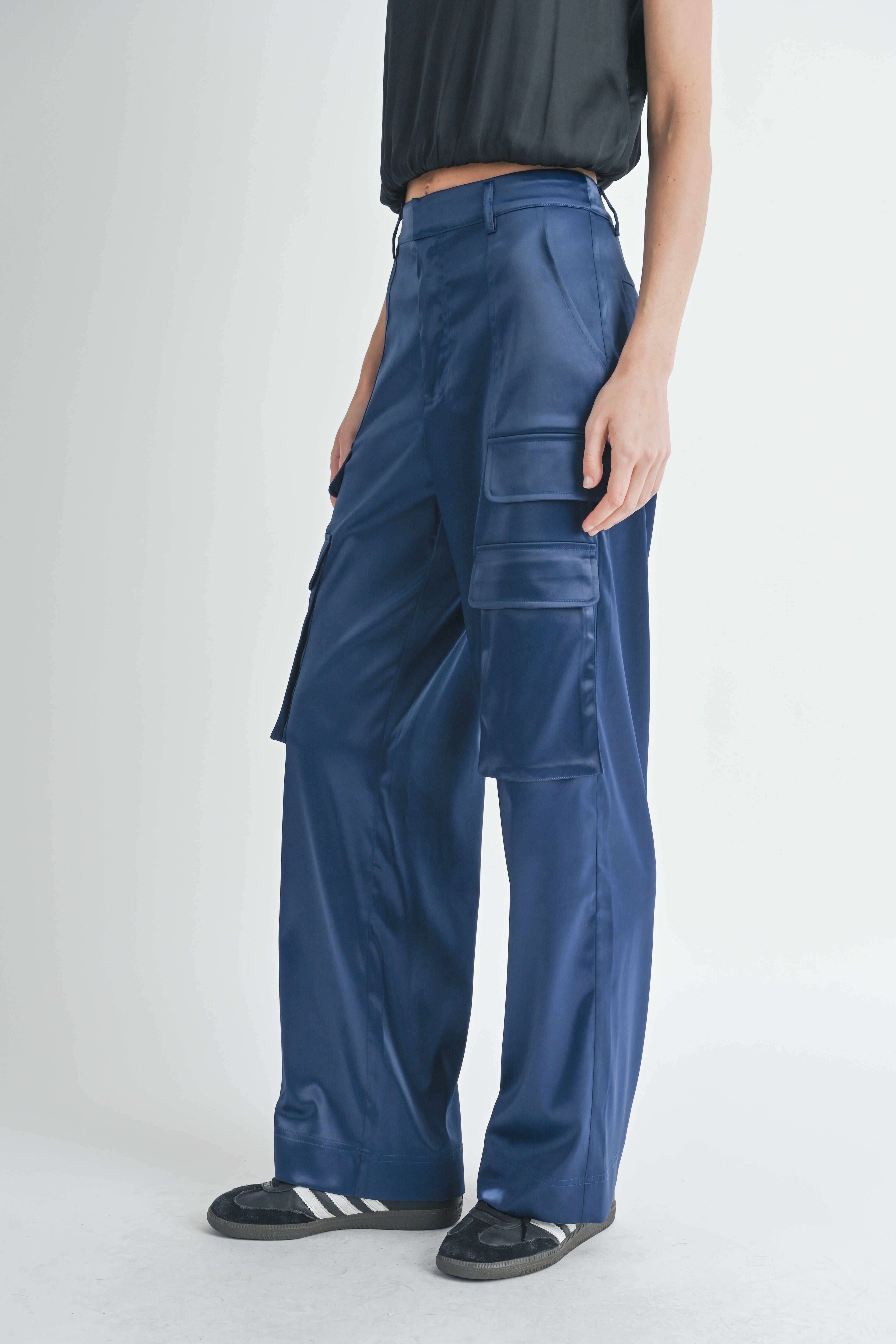 Cassie Satin Cargo Pants