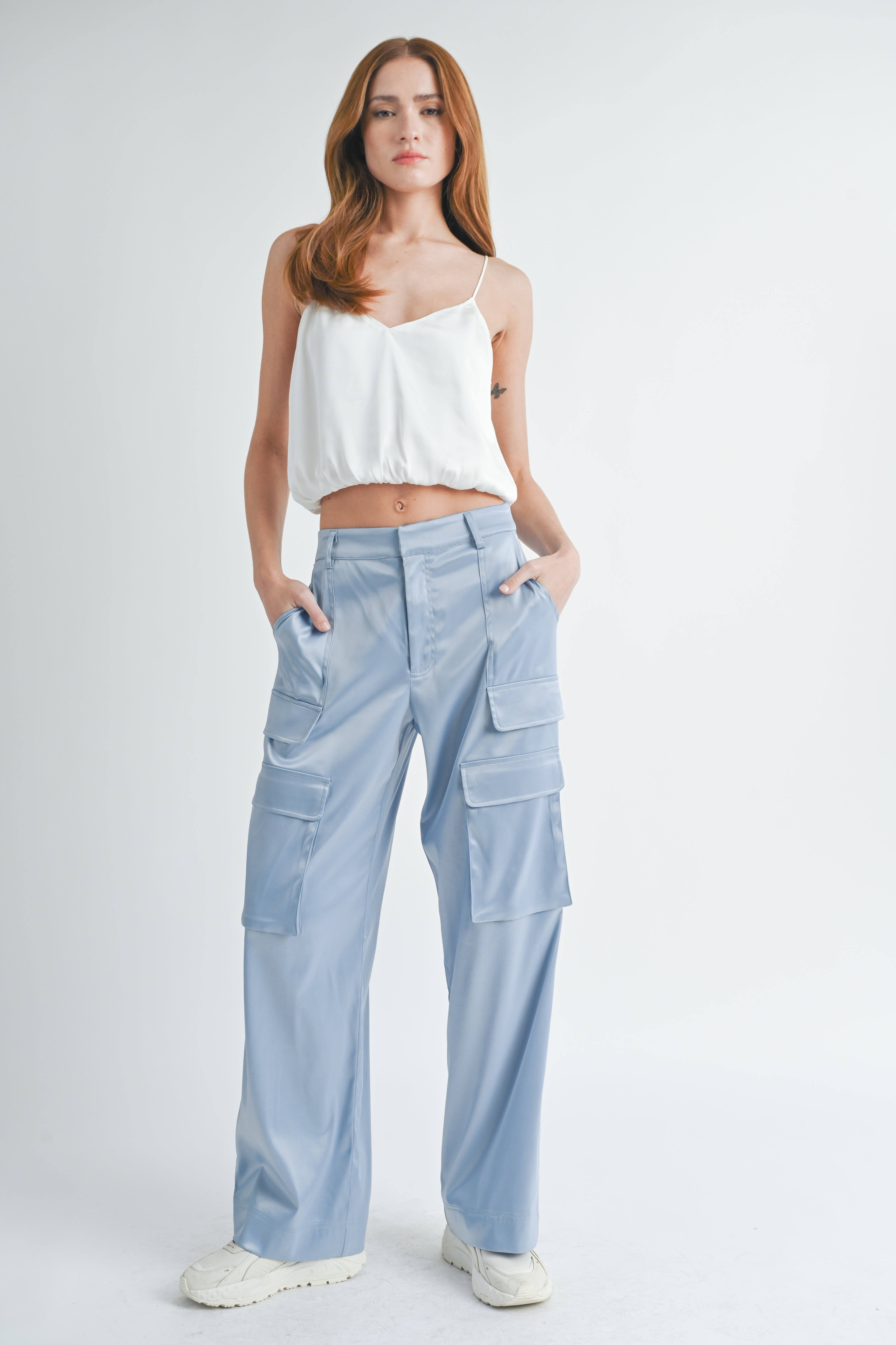 Cassie Satin Cargo Pants