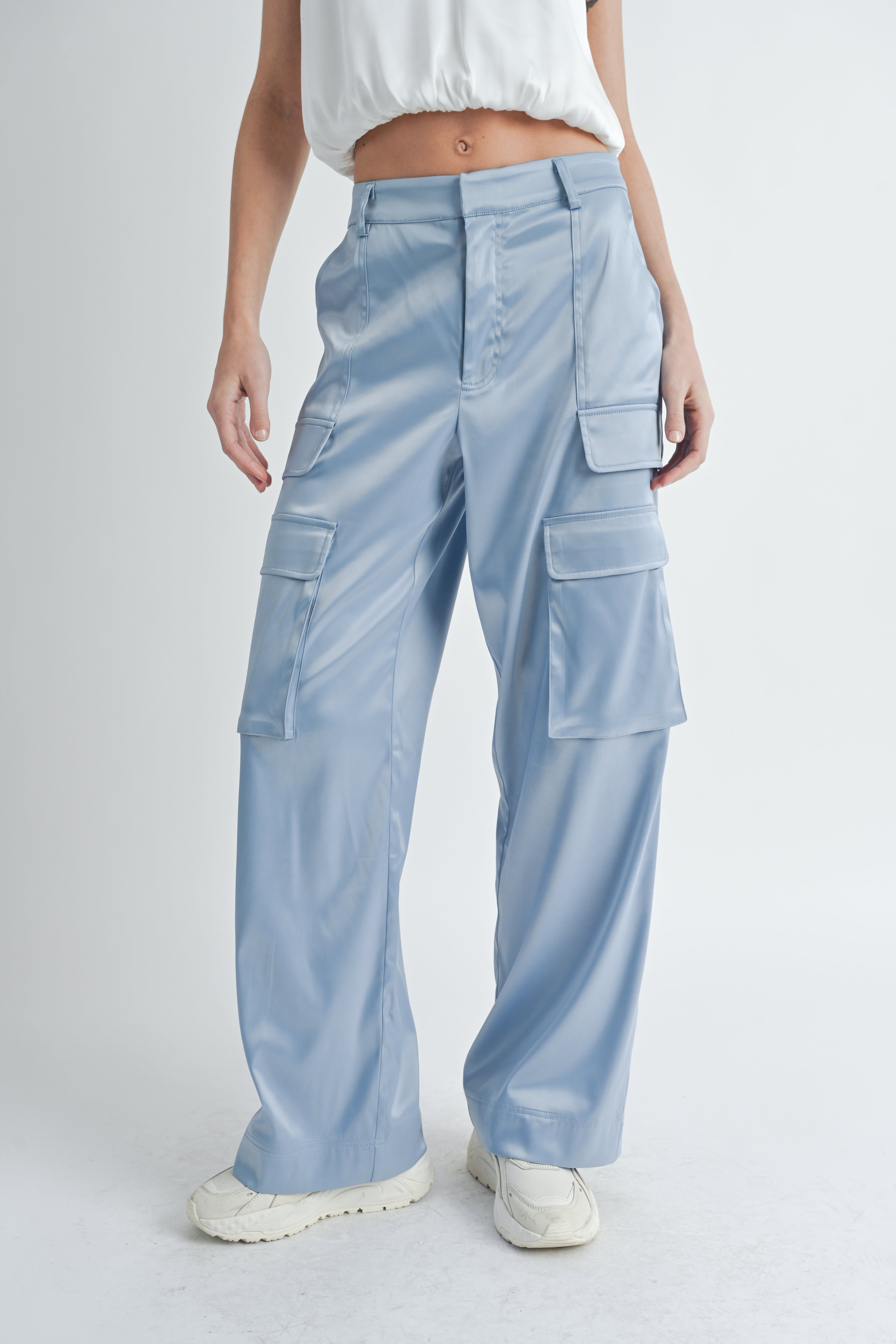 Cassie Satin Cargo Pants