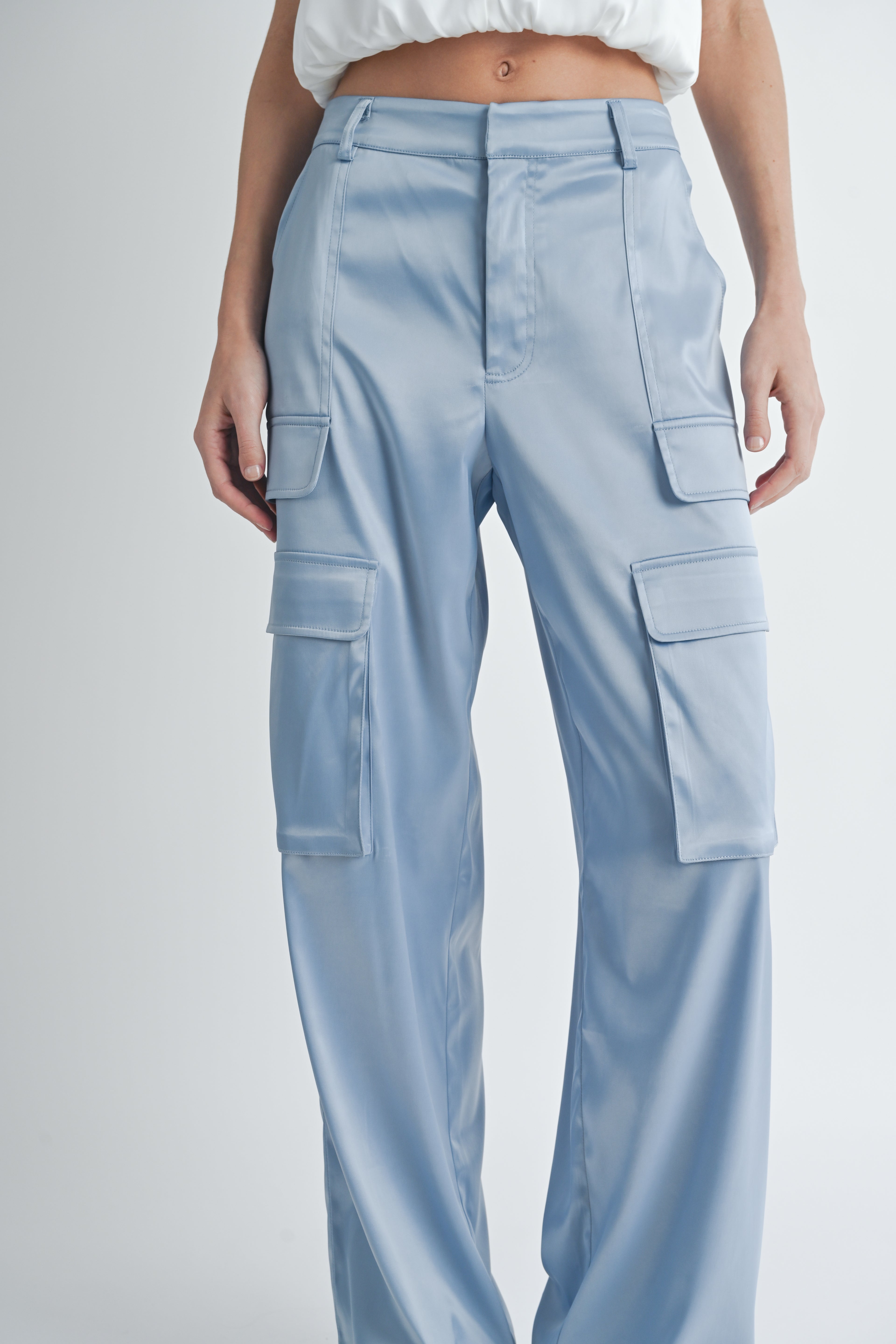 Cassie Satin Cargo Pants