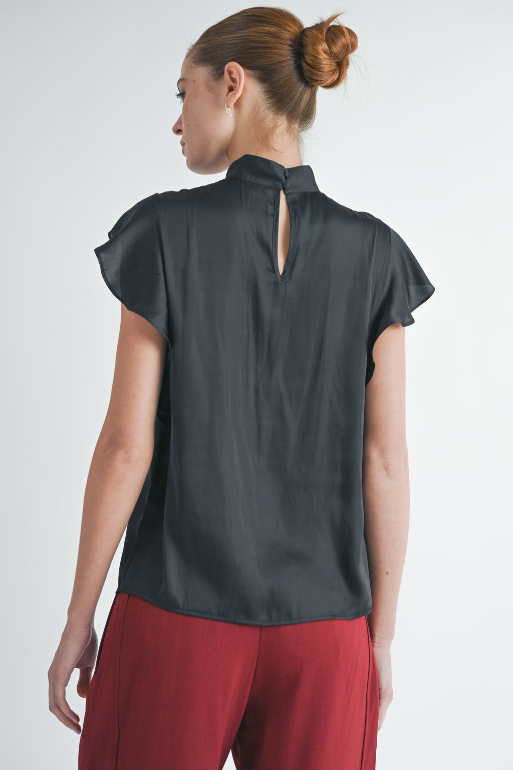 Luxi Twist Mock Neck Blouse