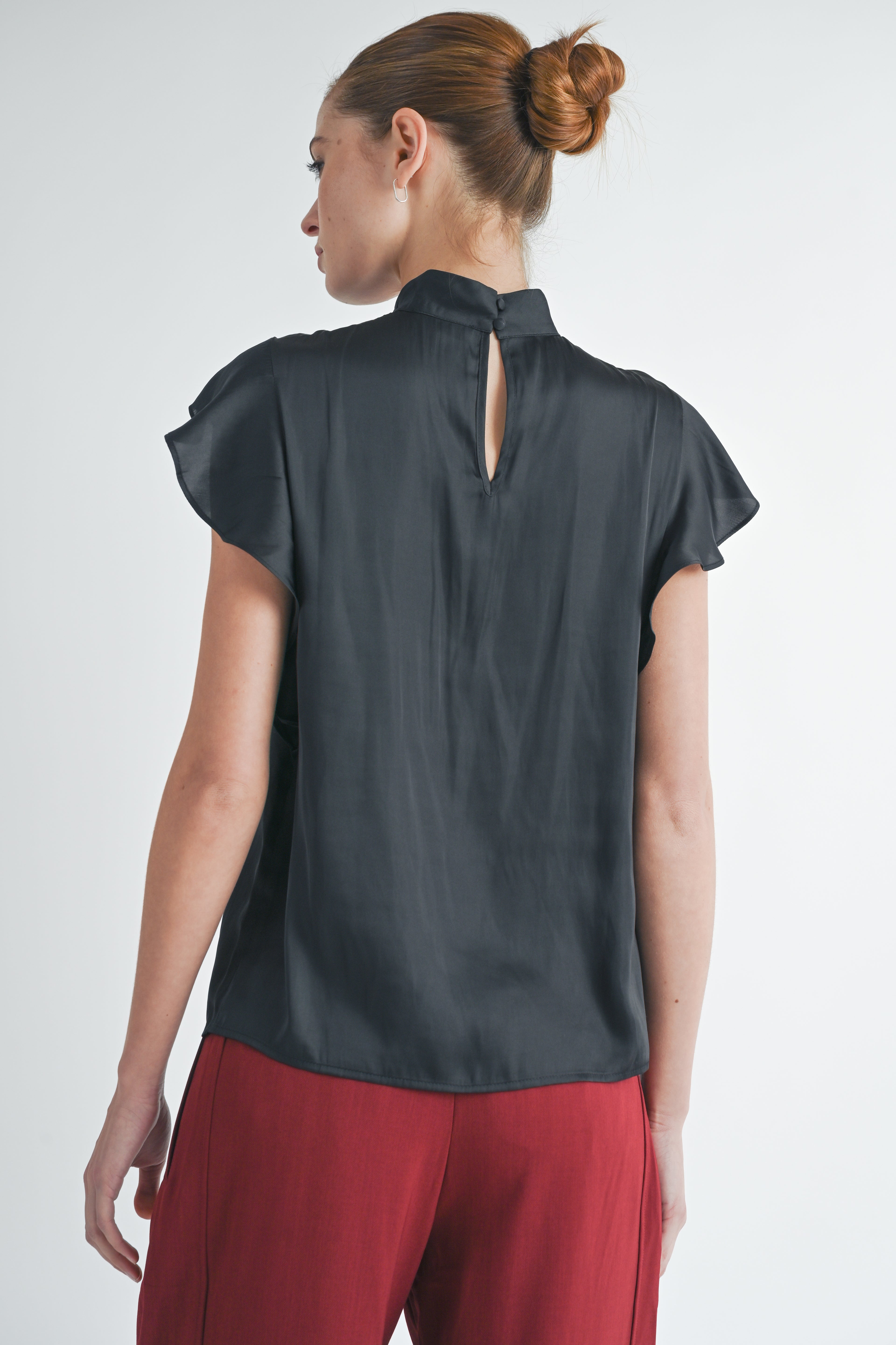 Luxi Twist Mock Neck Blouse