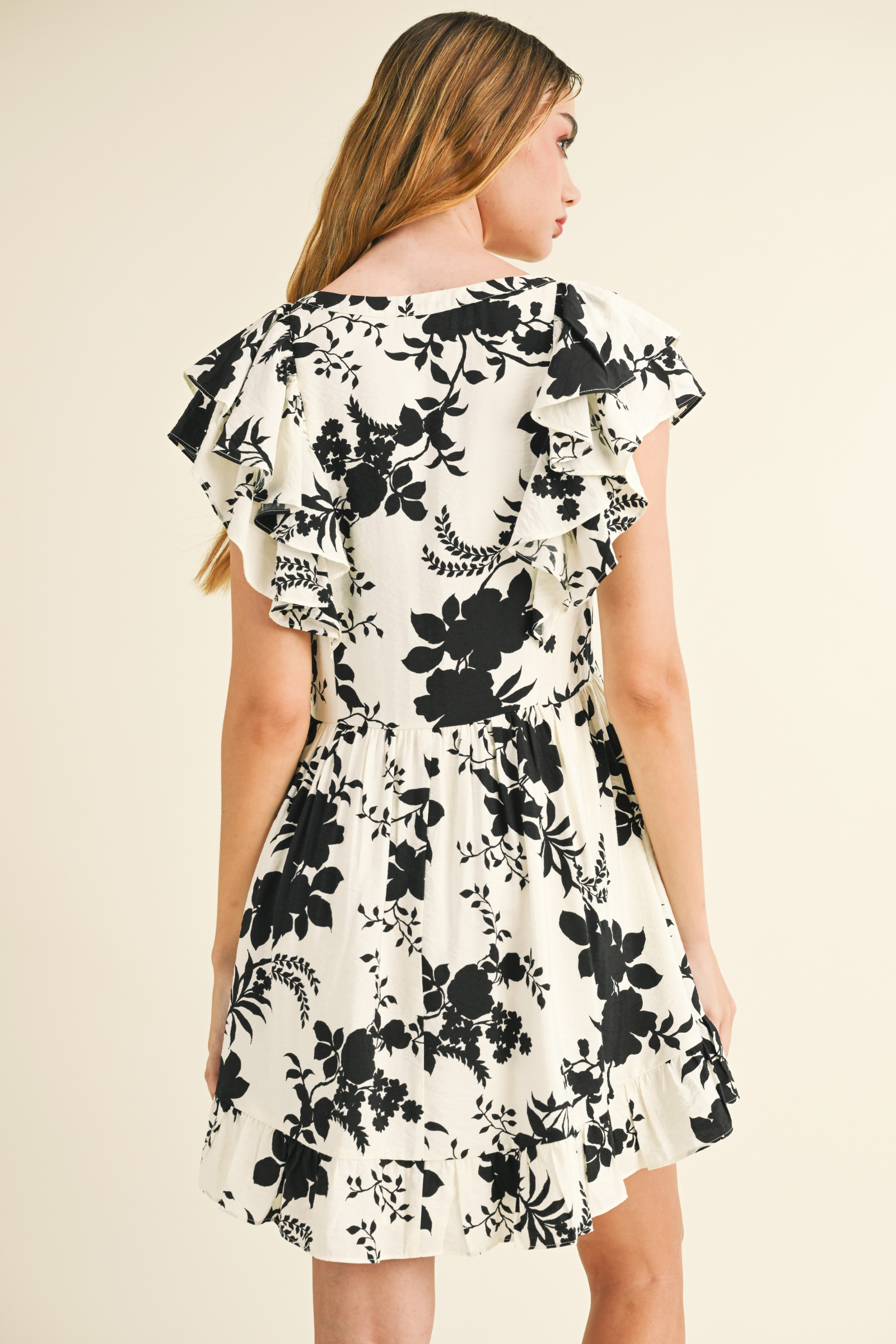 Victoria Ruffle Sleeve Mini Dress