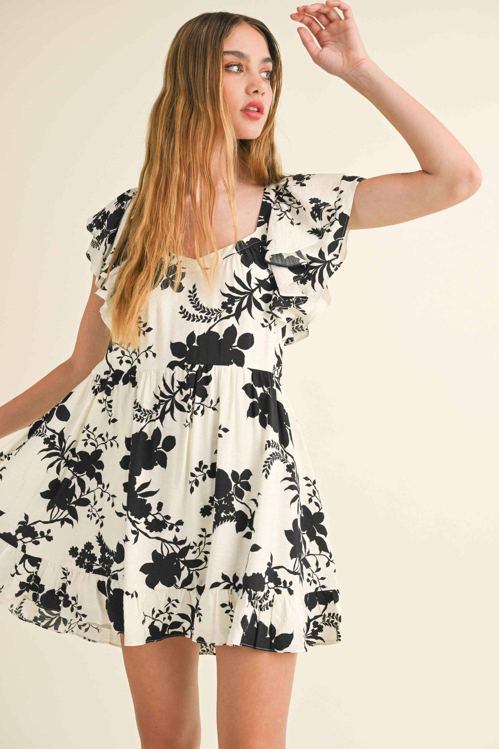 Victoria Ruffle Sleeve Mini Dress