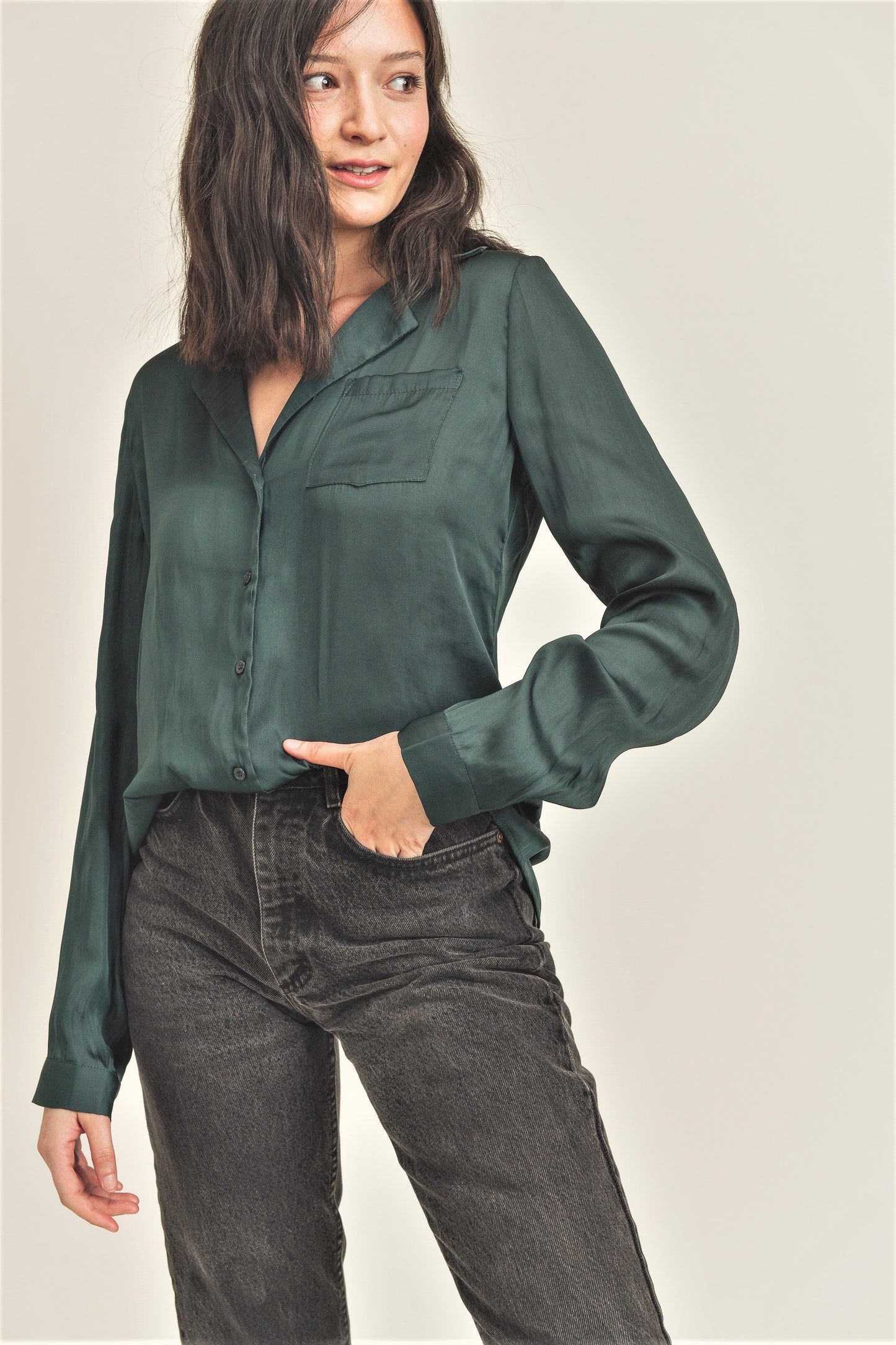 Mina Silky Button Up Blouse