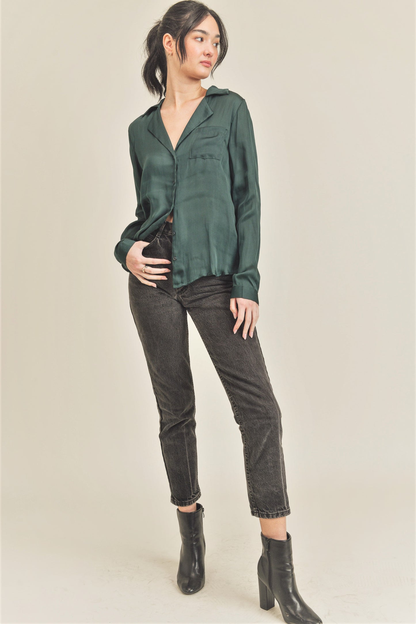 Mina Silky Button Up Blouse