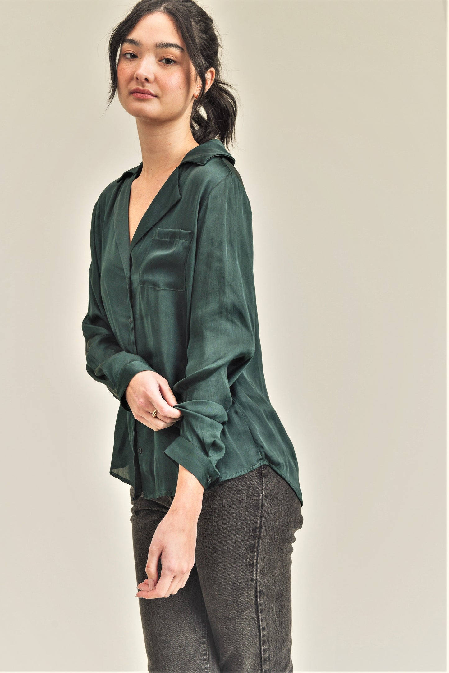 Mina Silky Button Up Blouse