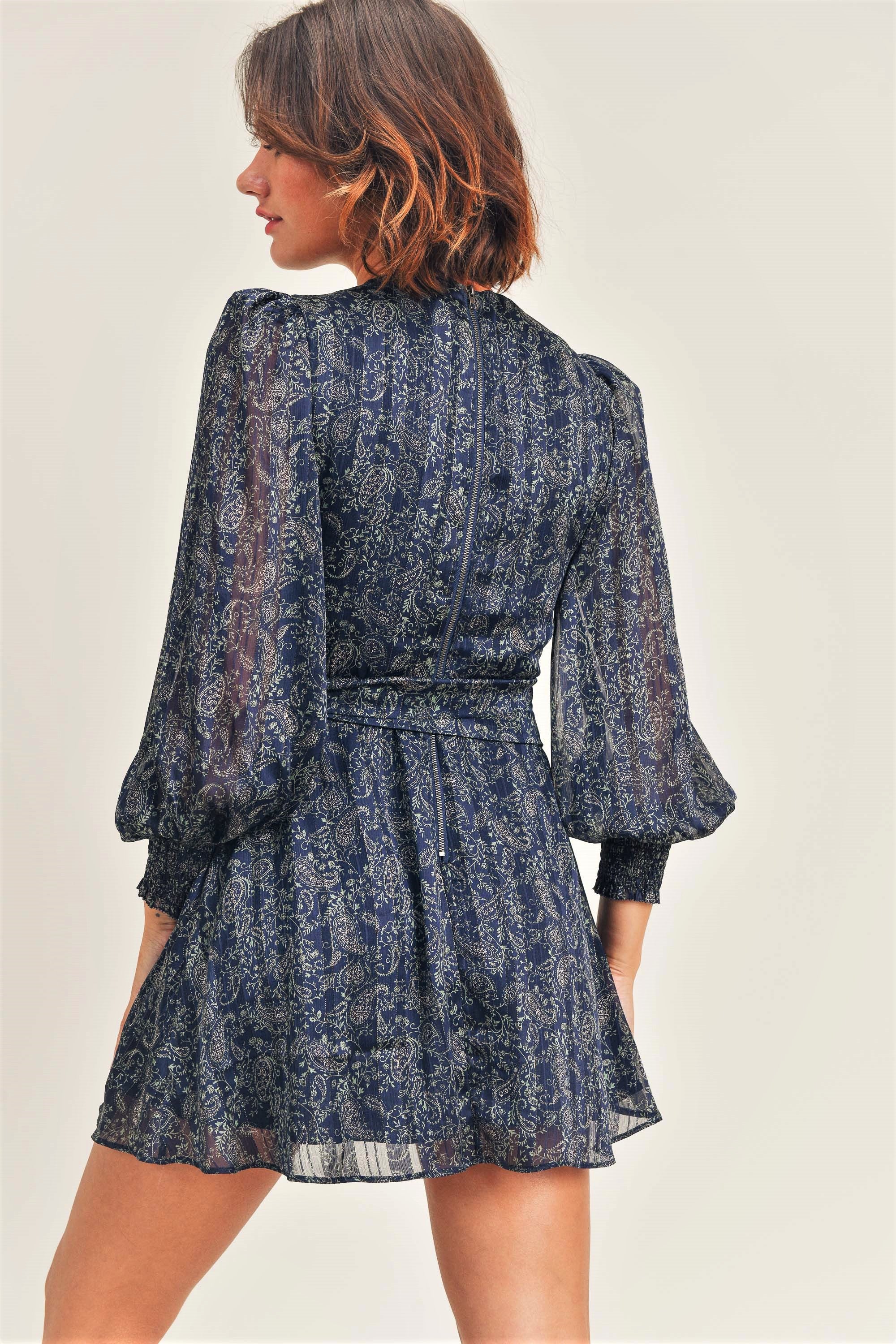 Tori High Neck Paisley Dress