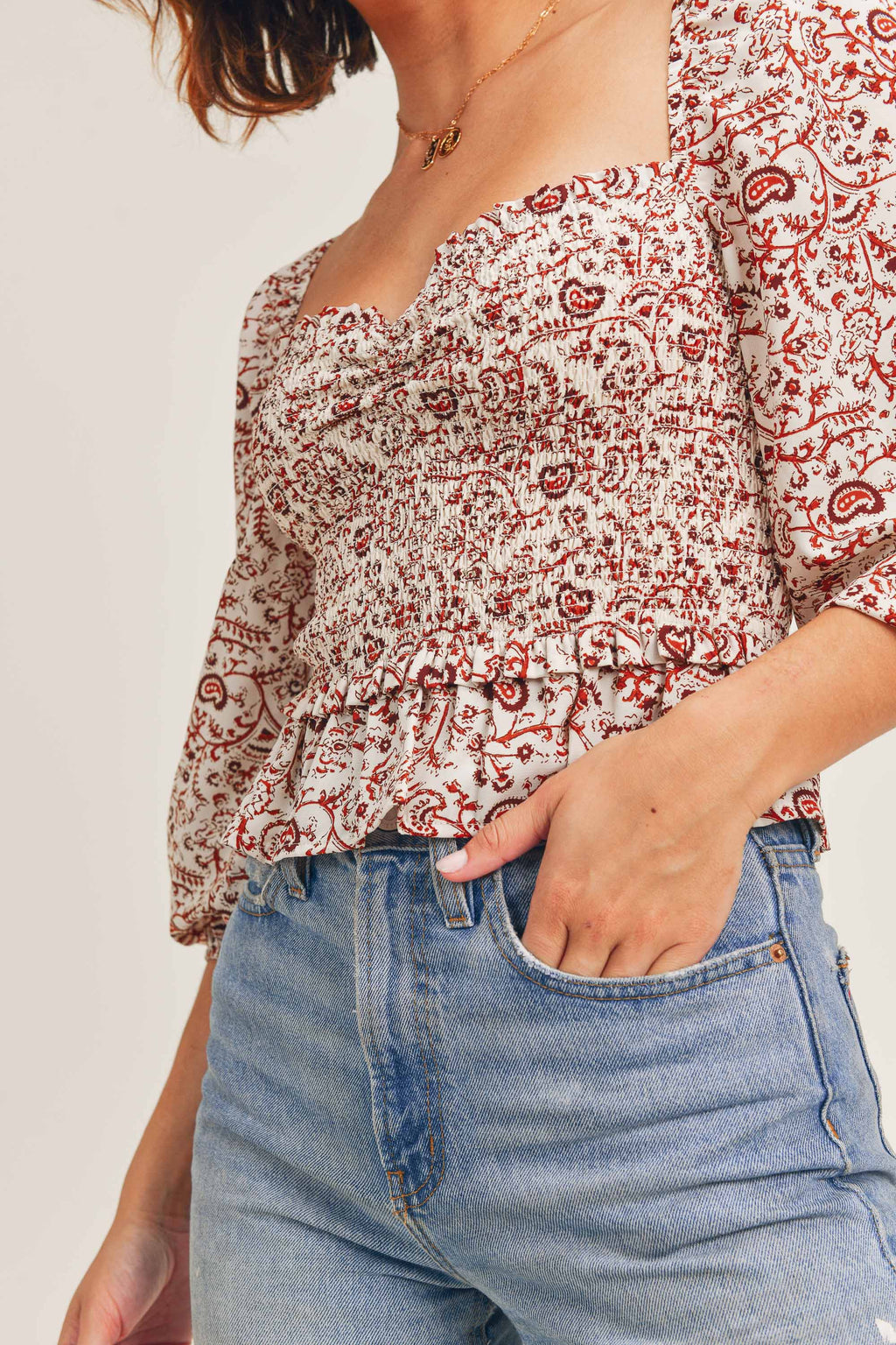 Pretty Paisley Smock Top