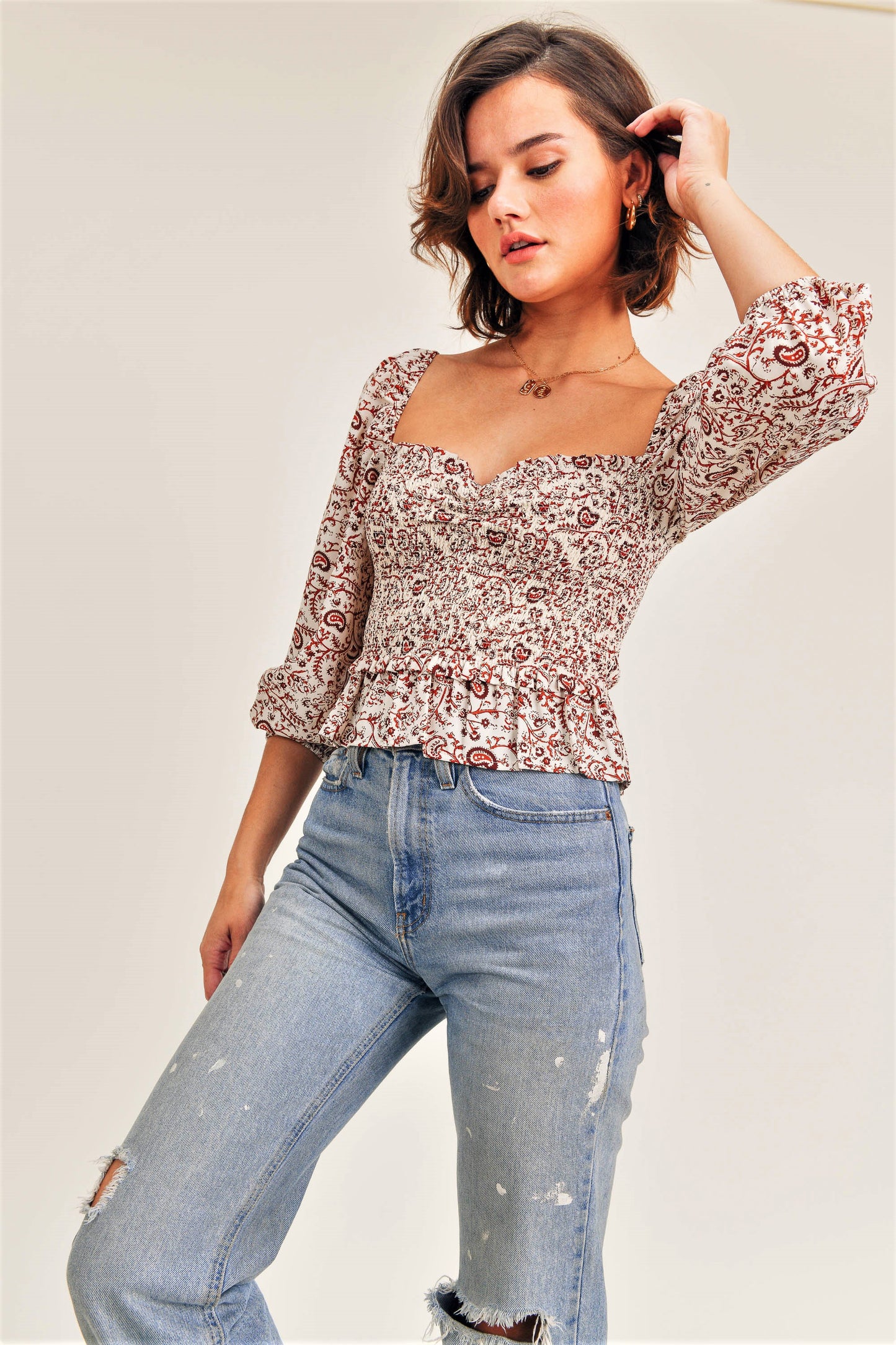 Pretty Paisley Smock Top
