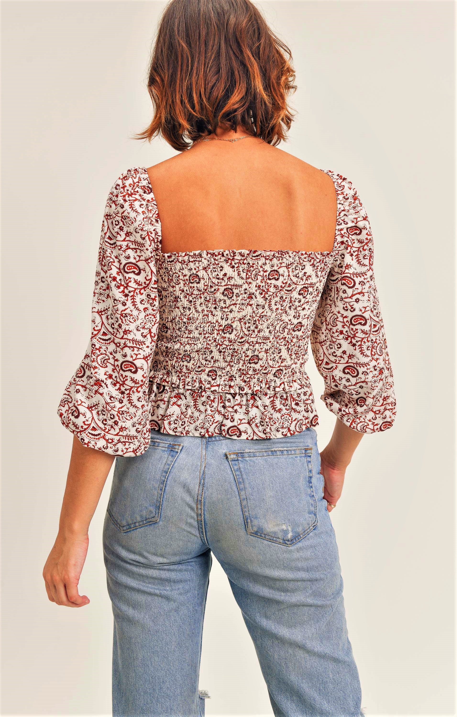 Pretty Paisley Smock Top