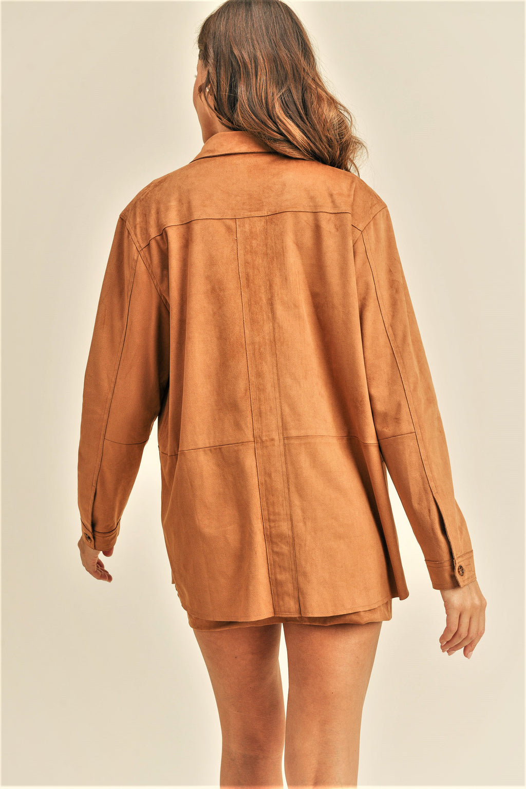 Faux Suede Button-Up Jacket
