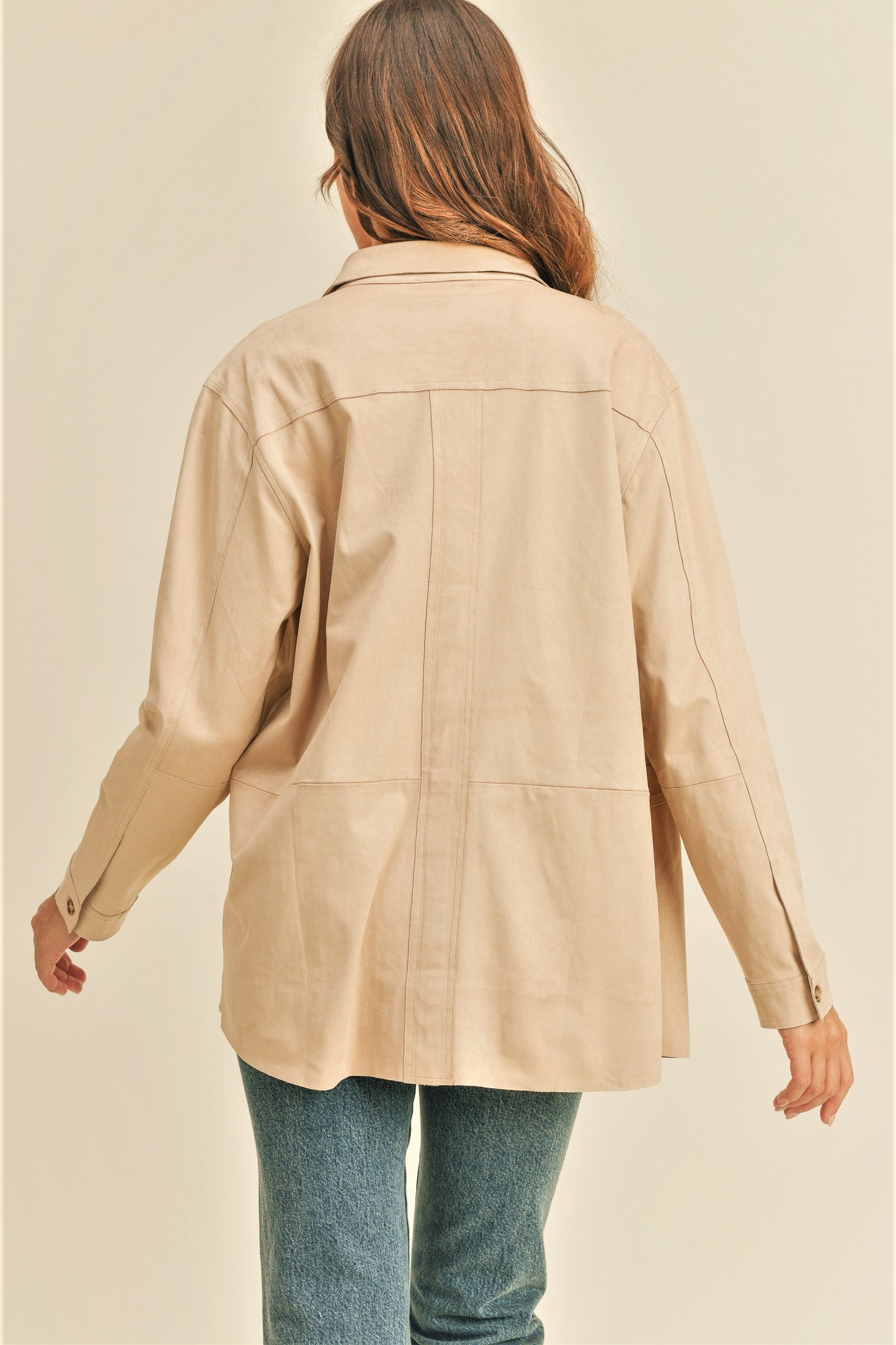 Faux Suede Button-Up Jacket