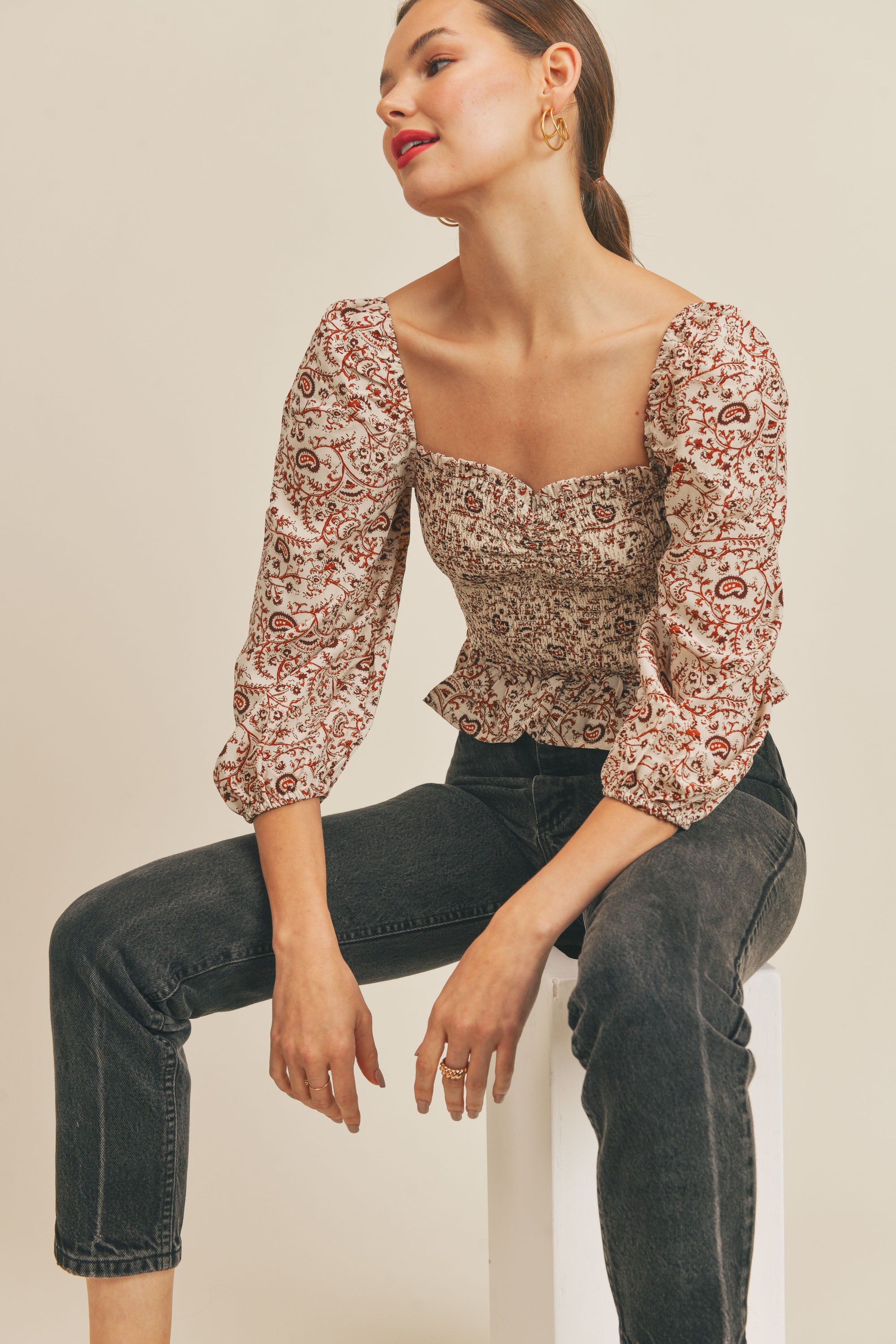 Pretty Paisley Smock Top