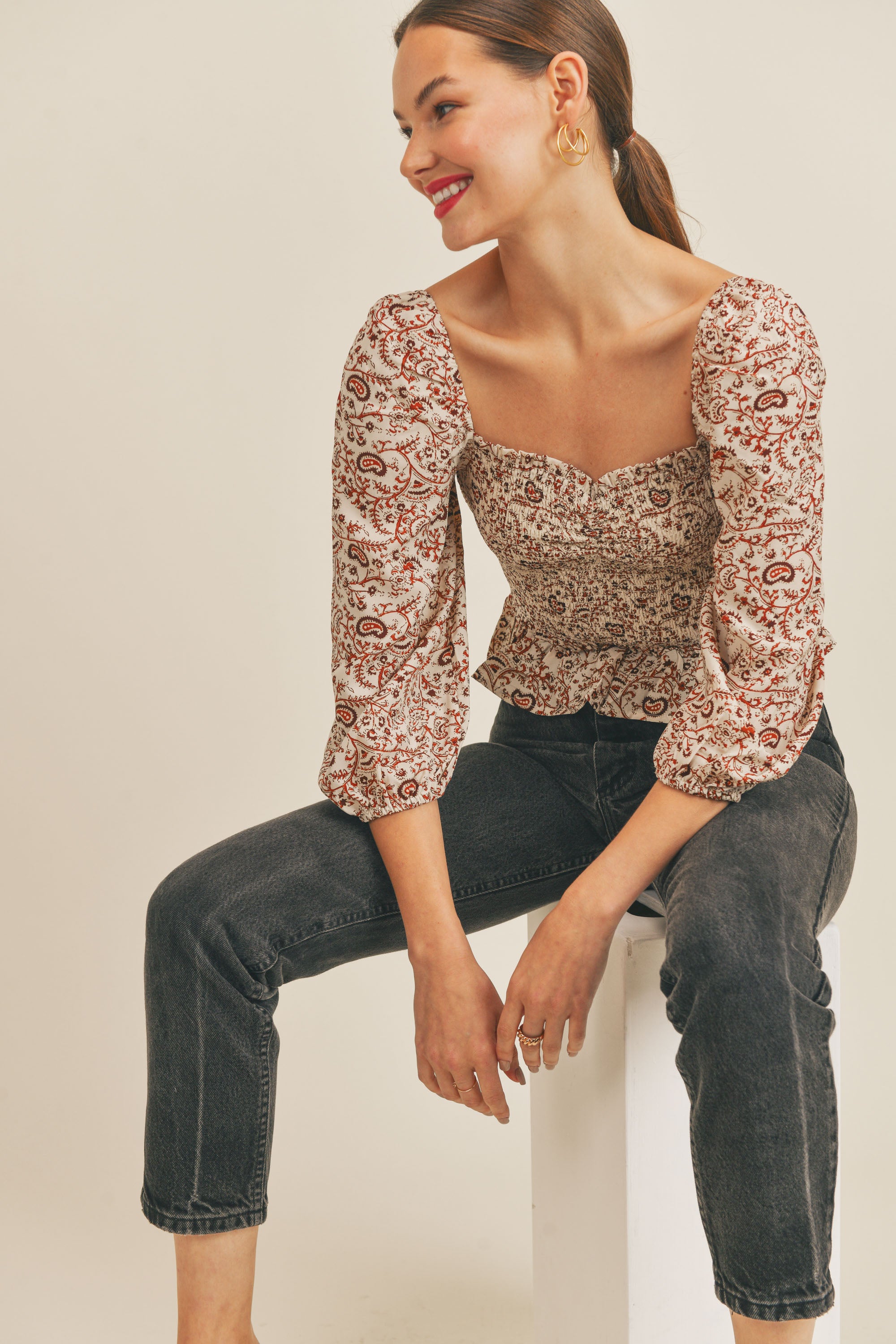 Pretty Paisley Smock Top