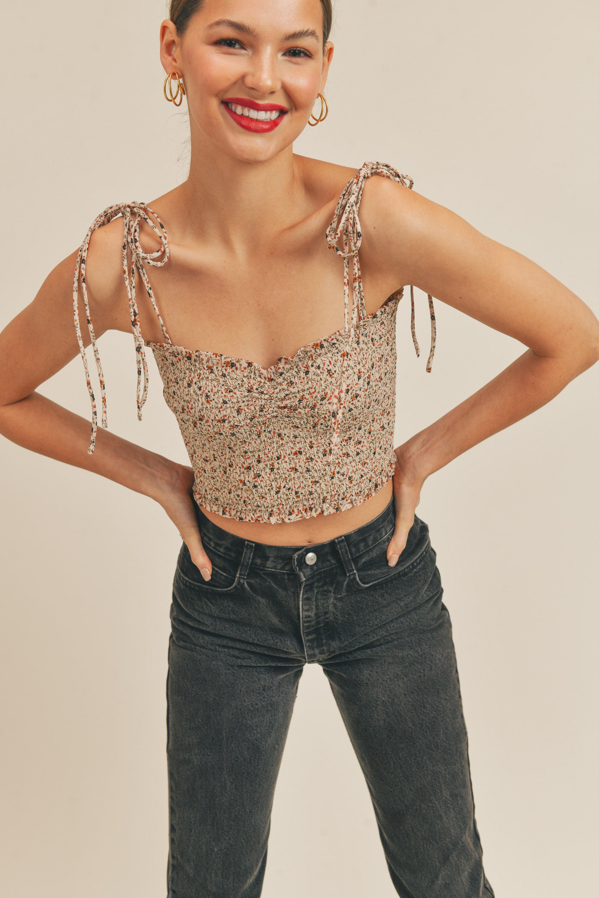 Lucy Ivory Floral Smock Top