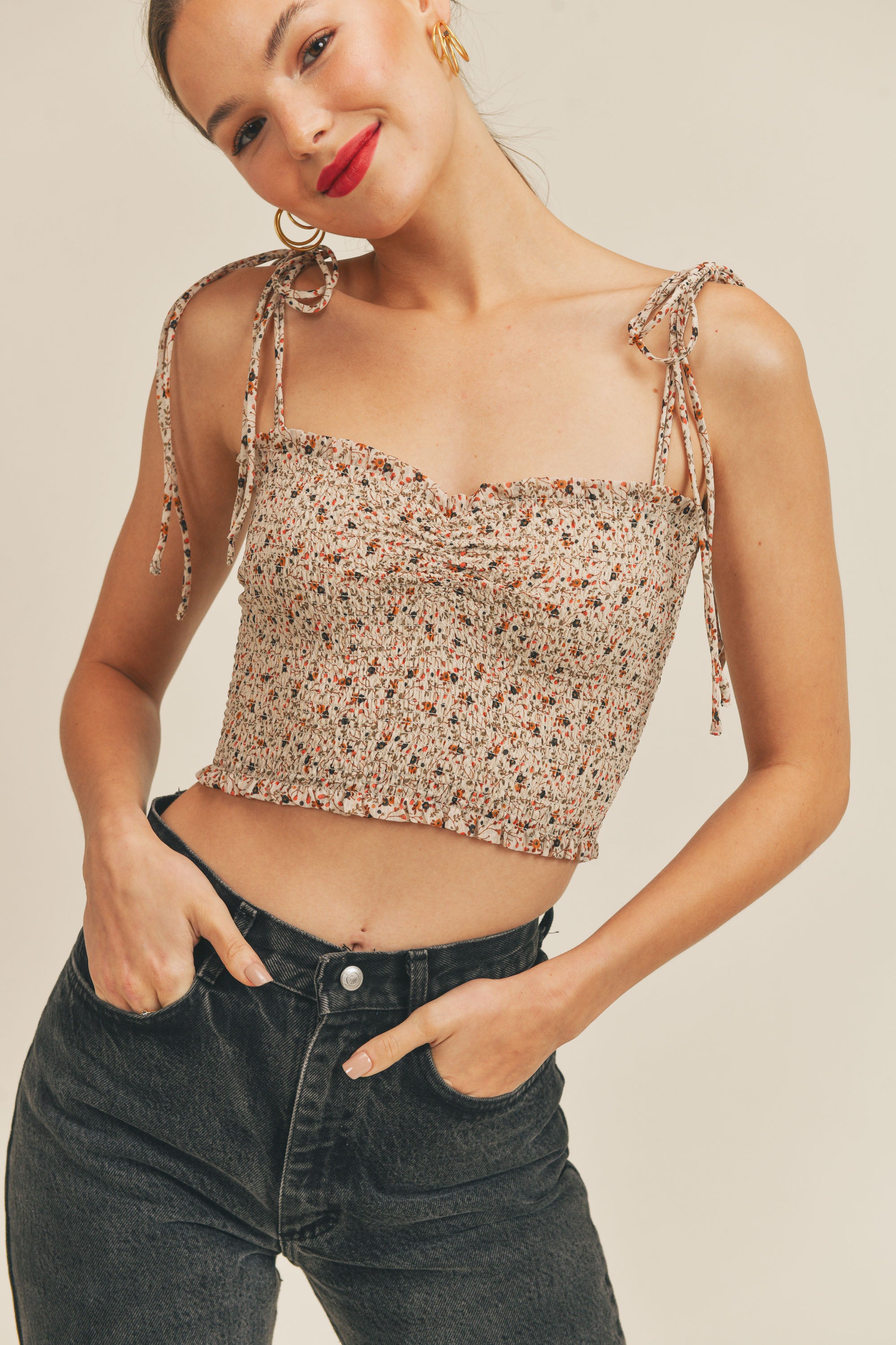 Lucy Ivory Floral Smock Top